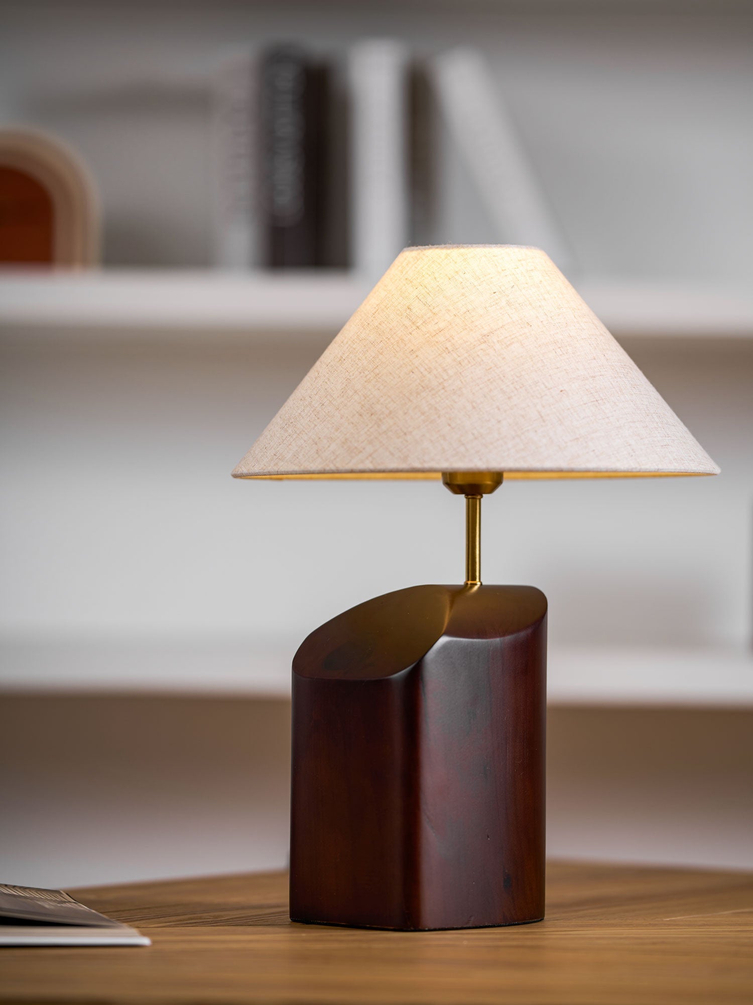 Halene Wood Fabric Table Lamp-Neutral Decor