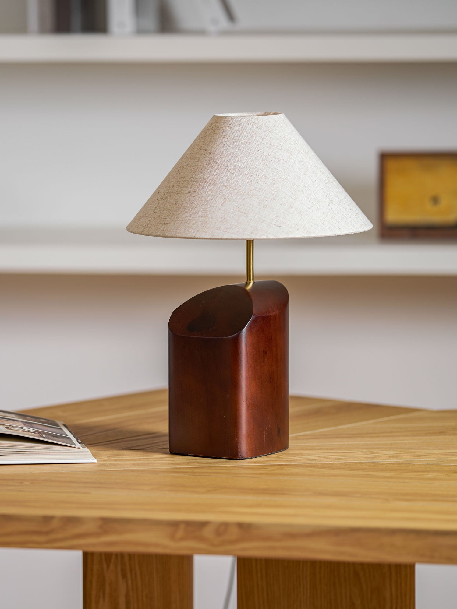 Halene Wood Fabric Table Lamp-Neutral Decor