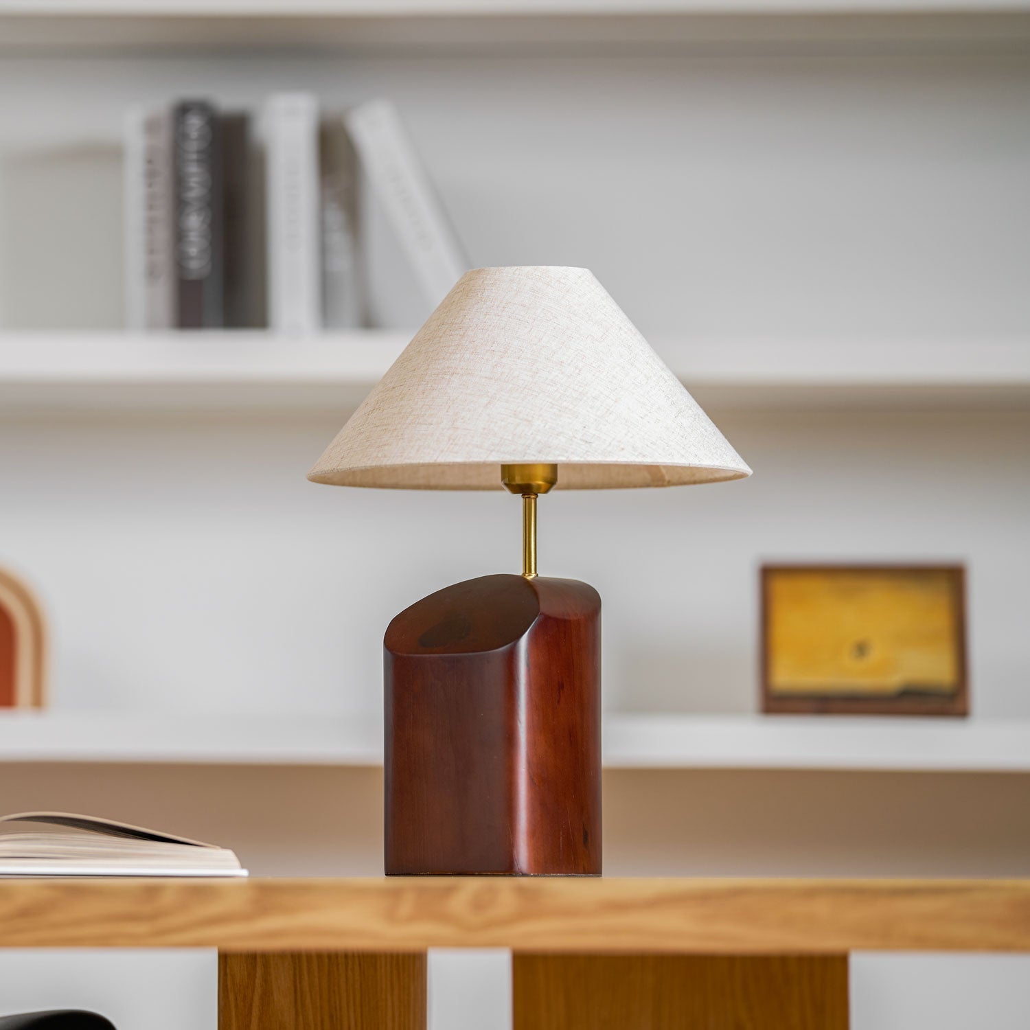 Halene Wood Fabric Table Lamp-Neutral Decor