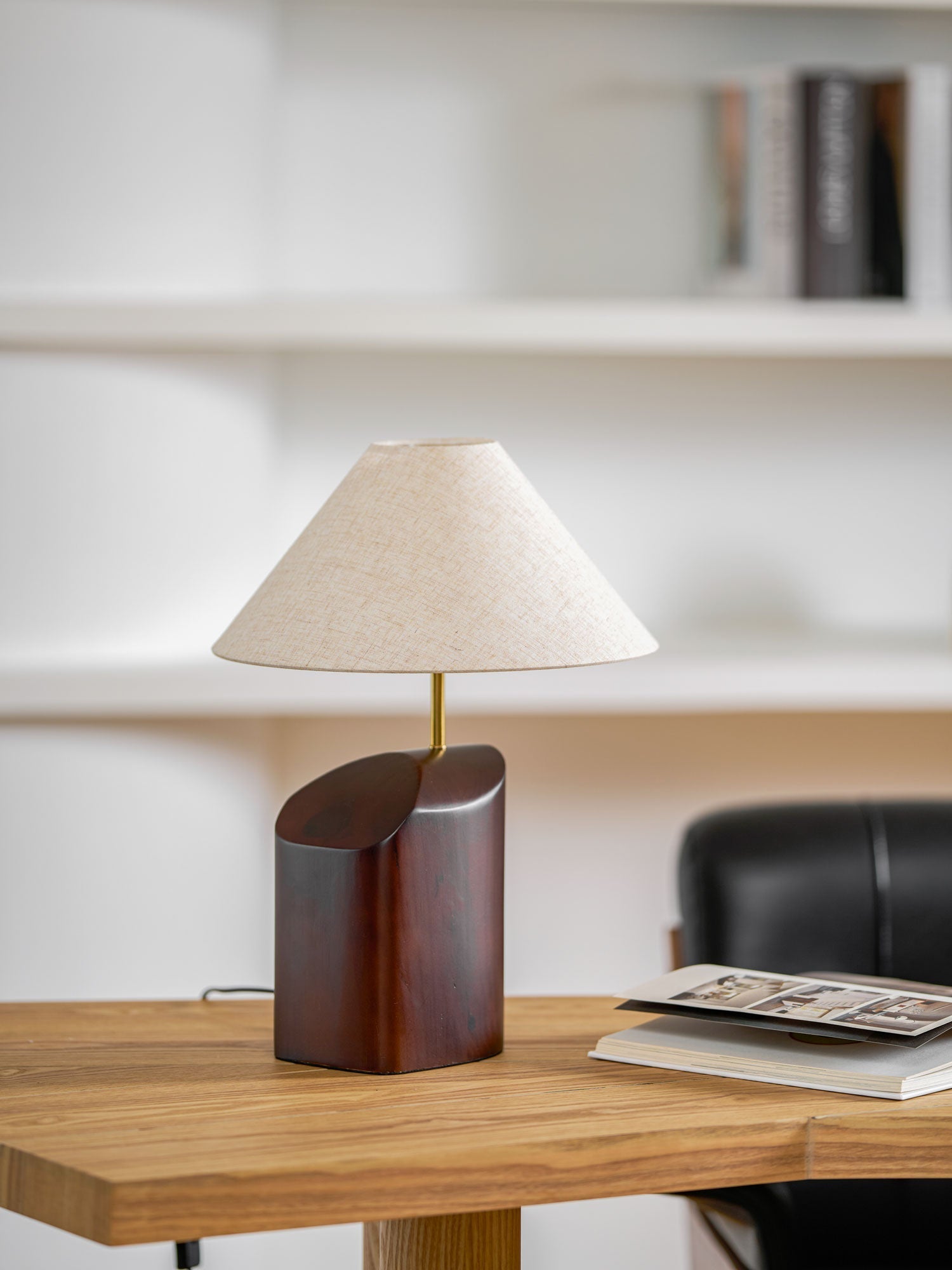 Halene Wood Fabric Table Lamp-Neutral Decor