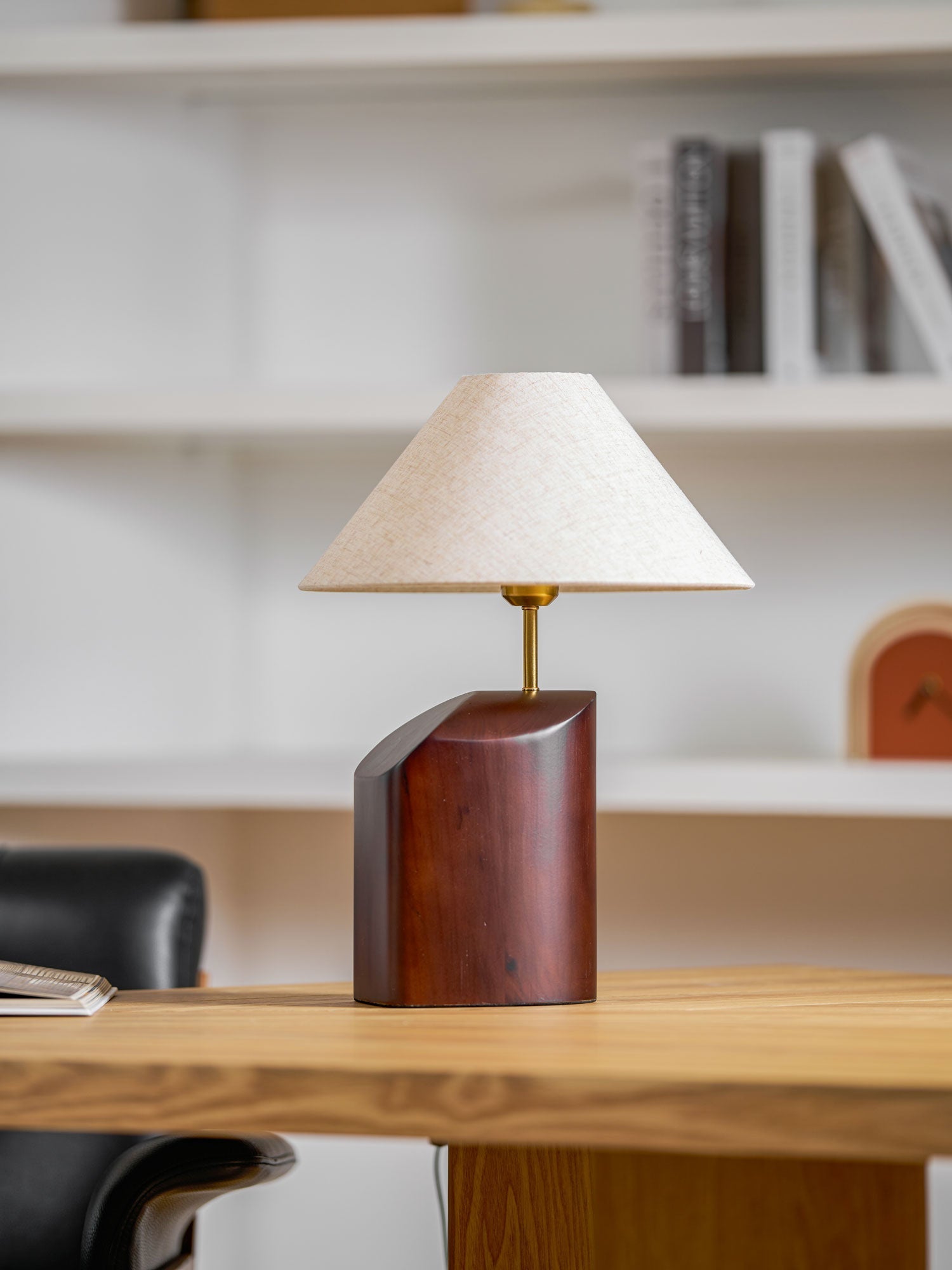 Halene Wood Fabric Table Lamp-Neutral Decor