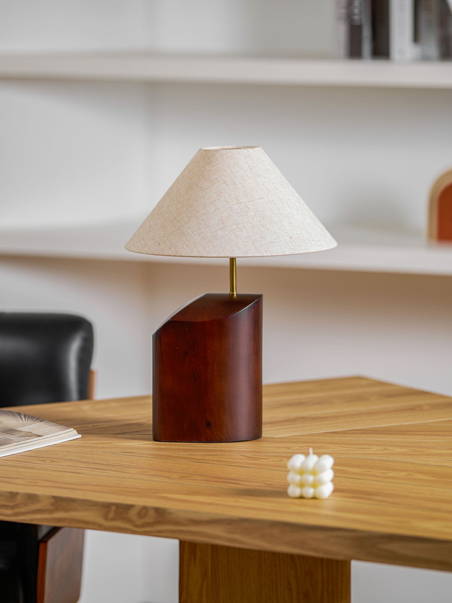 Halene Wood Fabric Table Lamp-Neutral Decor