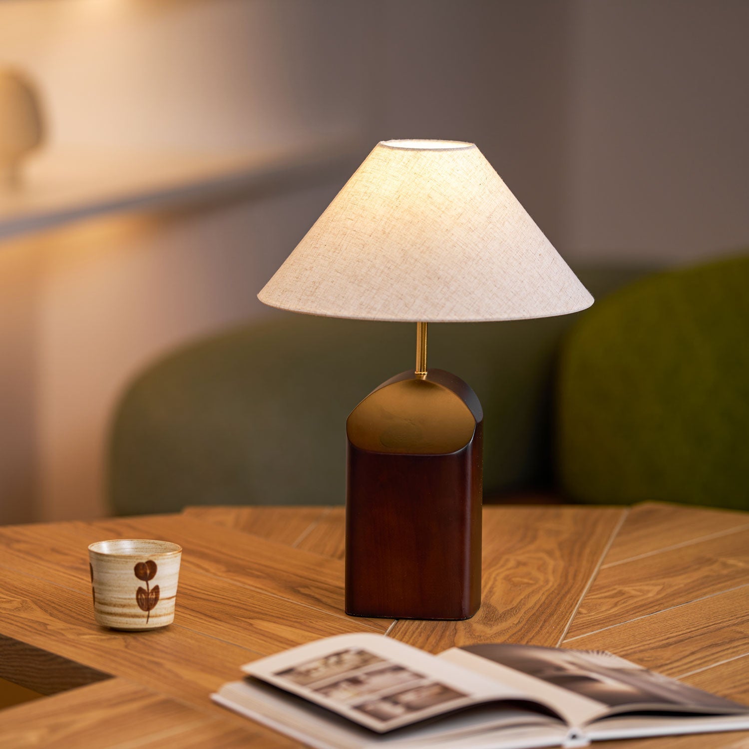 Halene Wood Fabric Table Lamp-Neutral Decor