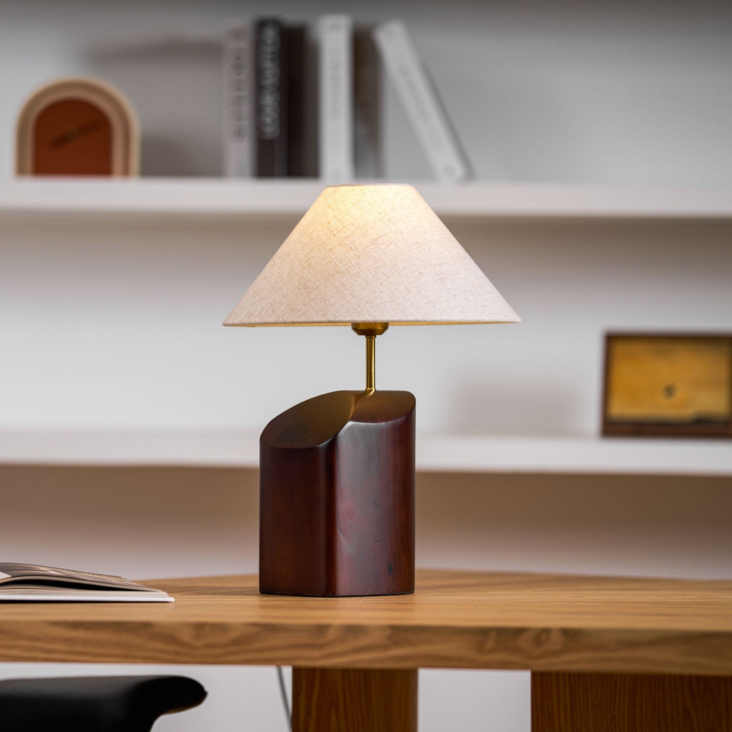 Halene Wood Fabric Table Lamp-Neutral Decor