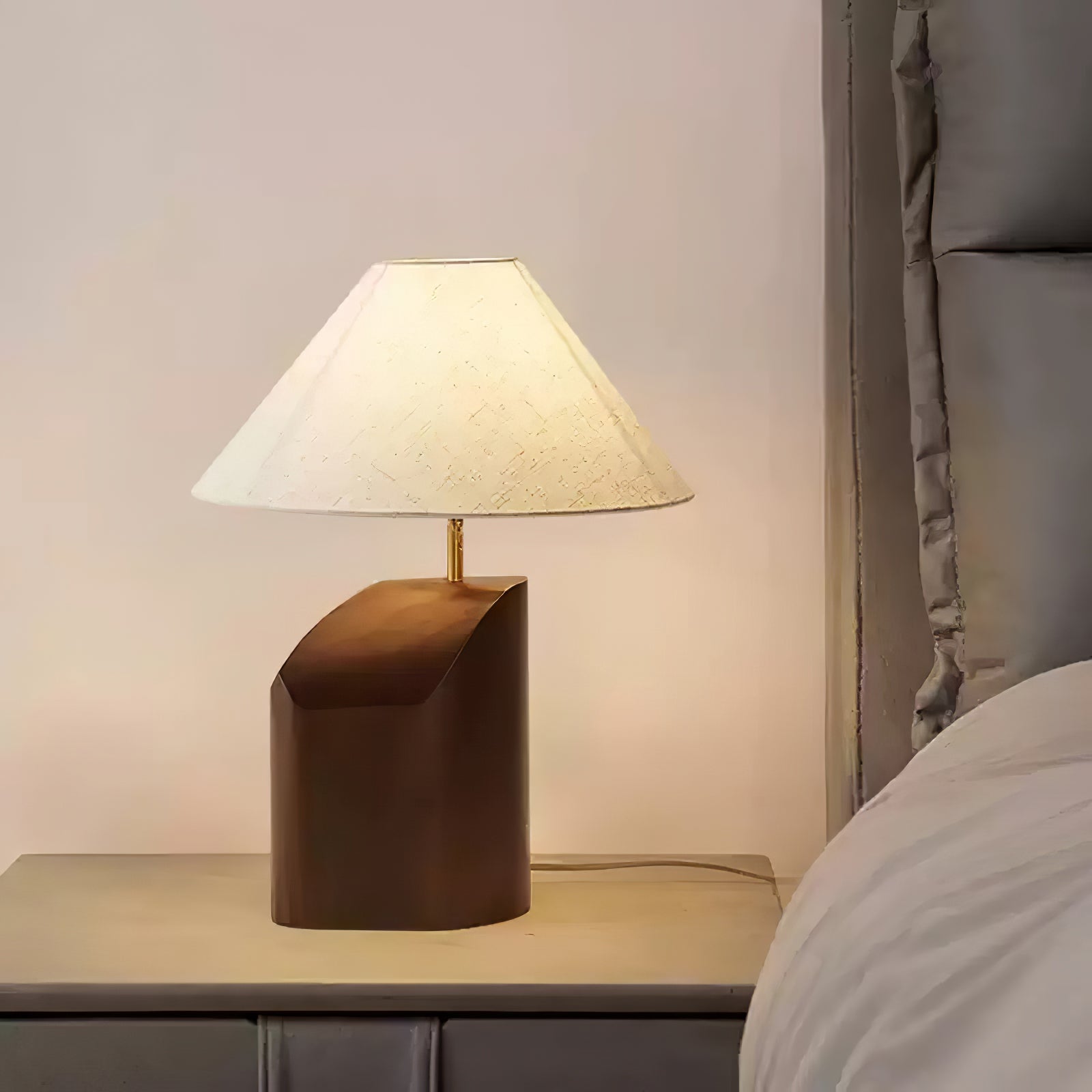 Halene Wood Fabric Table Lamp-Neutral Decor