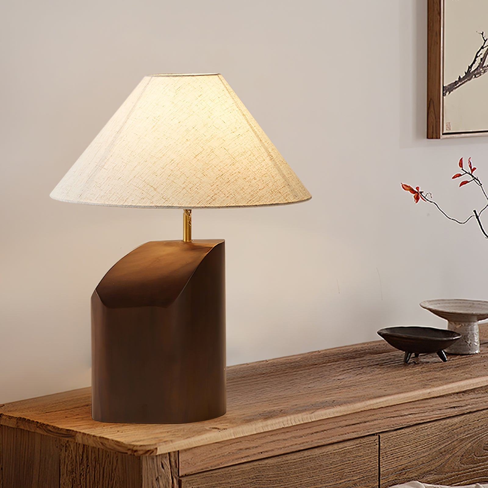 Halene Wood Fabric Table Lamp-Neutral Decor