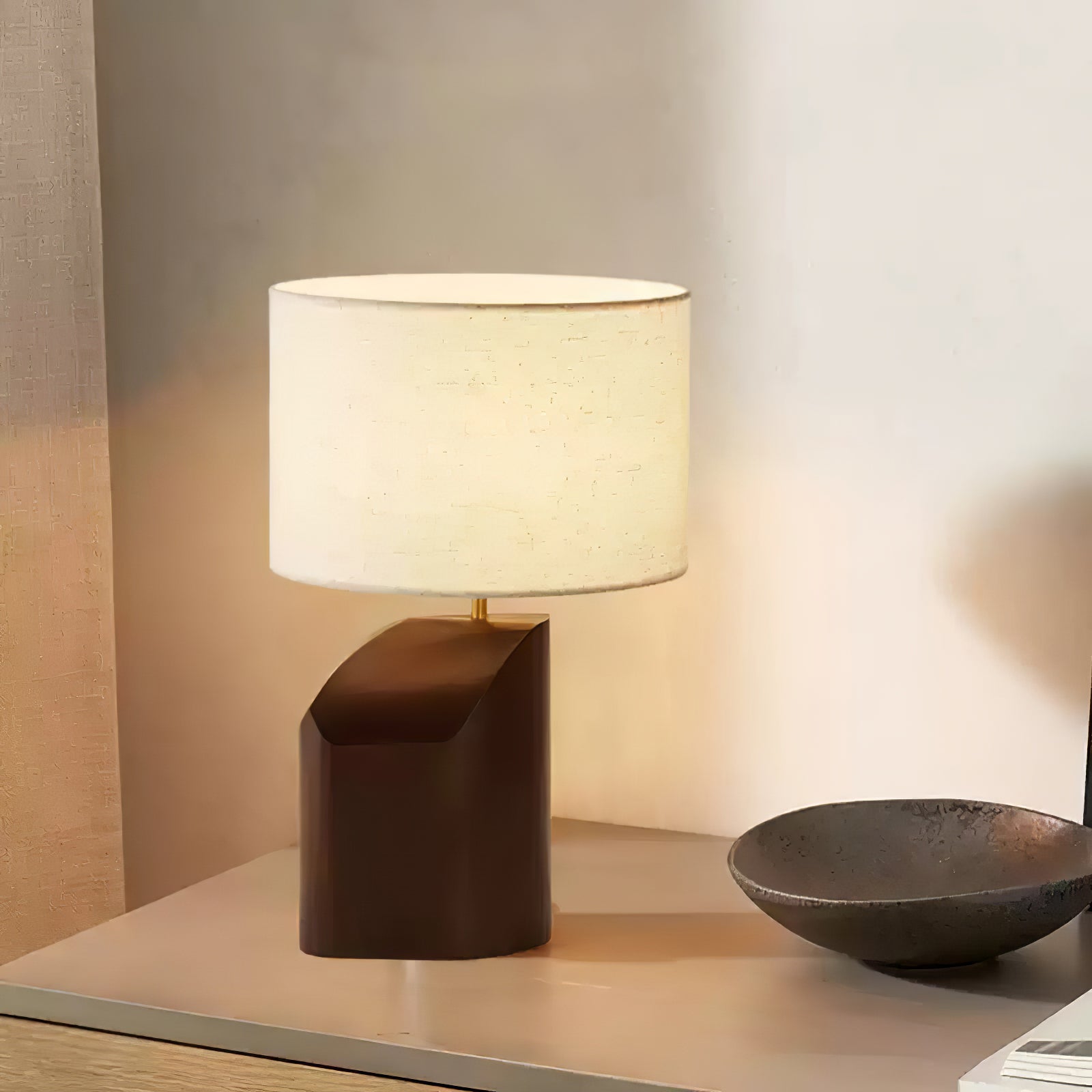 Halene Wood Fabric Table Lamp-Neutral Decor