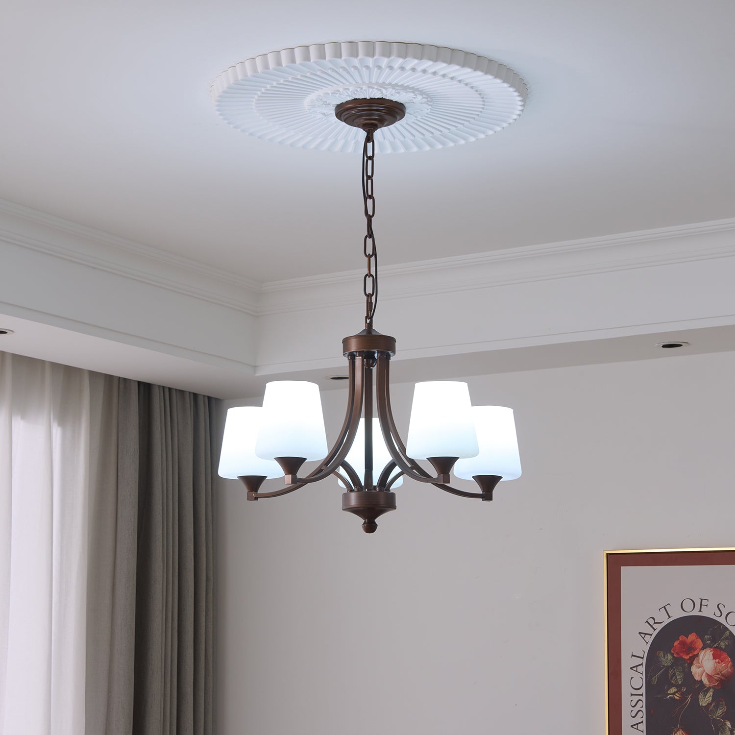 Ardena Elegance Vintage Classic Glass Chandelier-Neutral Decor