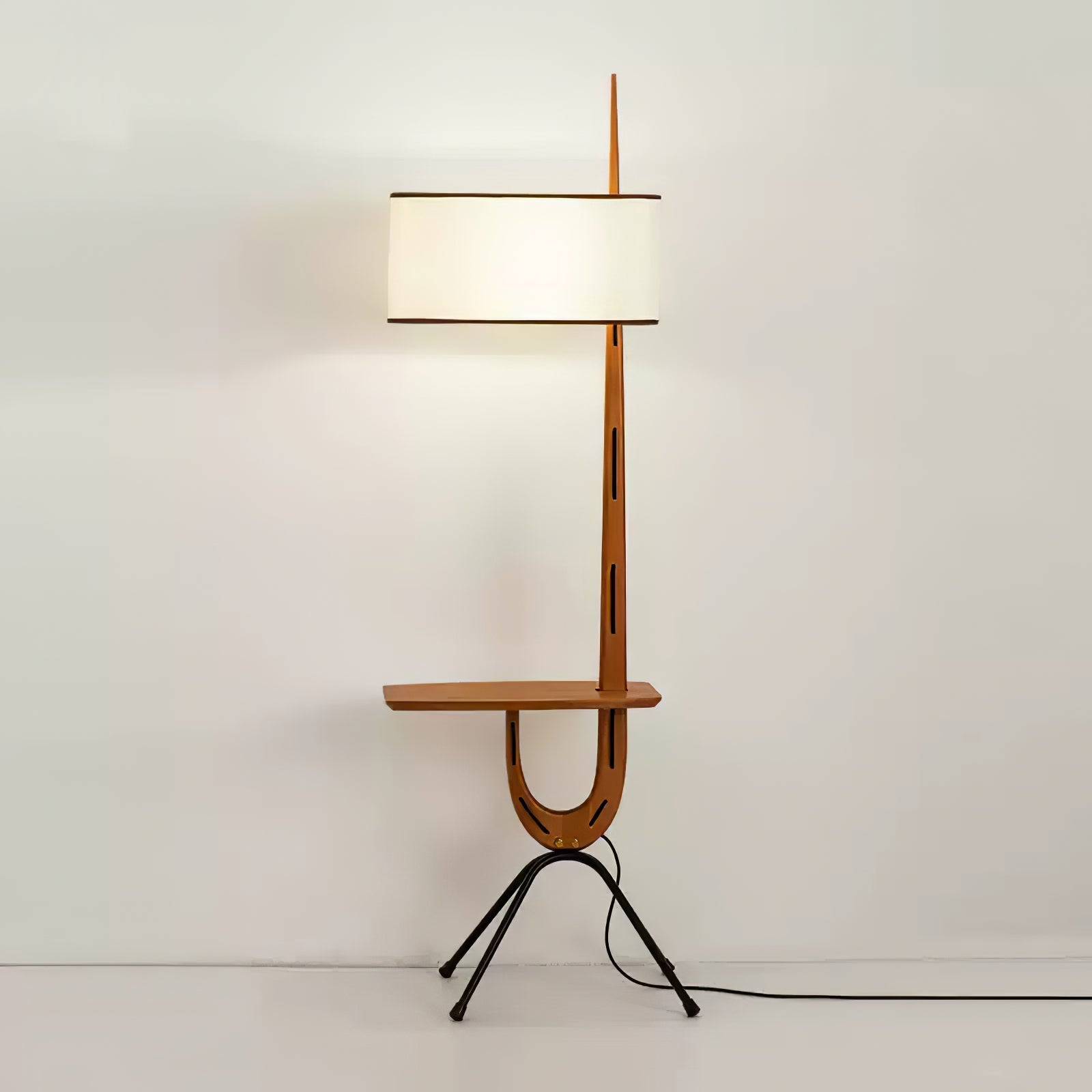 Vemara Mid Century Wood Floor Lamp-Neutral Decor