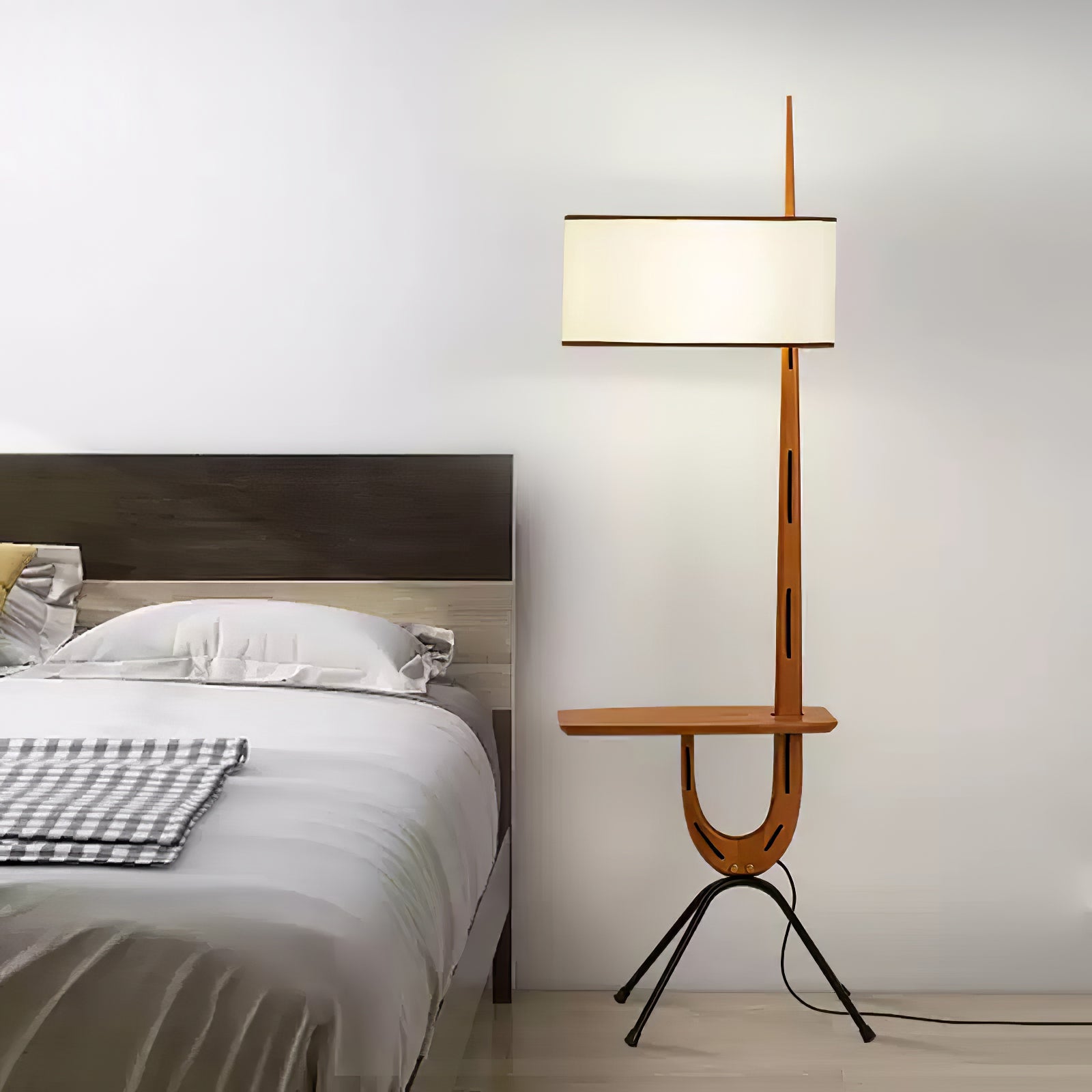 Vemara Mid Century Wood Floor Lamp-Neutral Decor