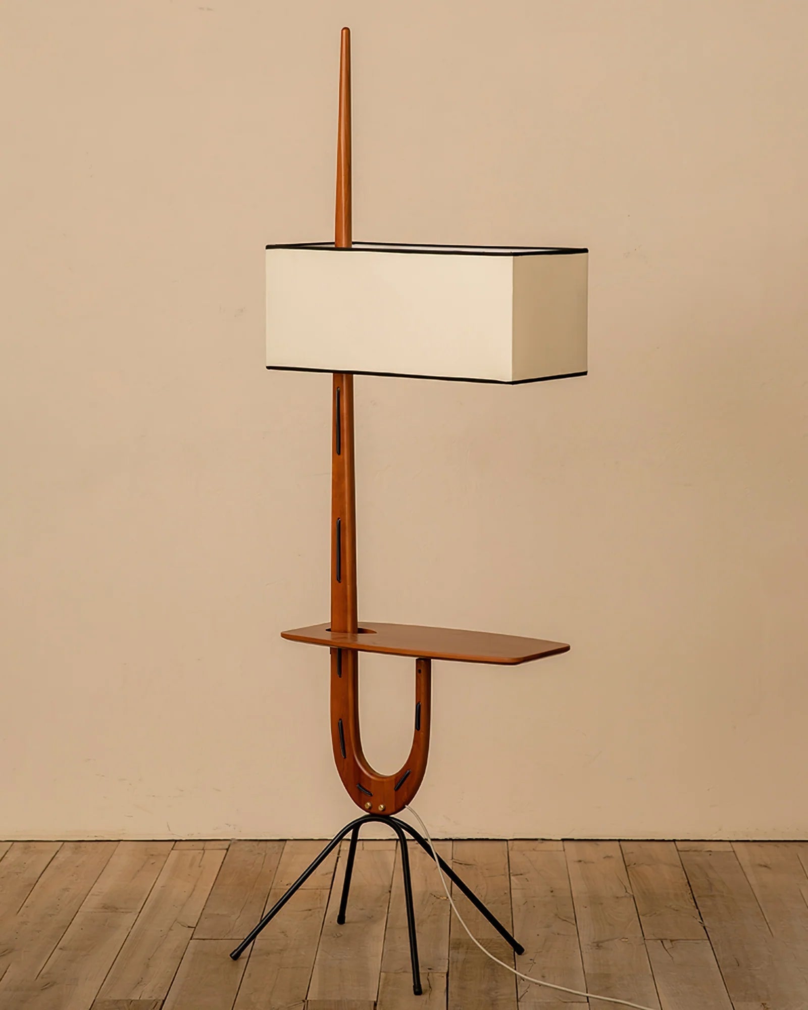 Vemara Mid Century Wood Floor Lamp-Neutral Decor
