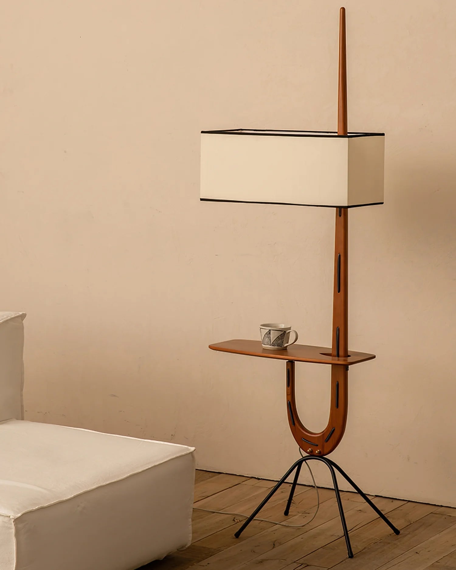 Vemara Mid Century Wood Floor Lamp-Neutral Decor