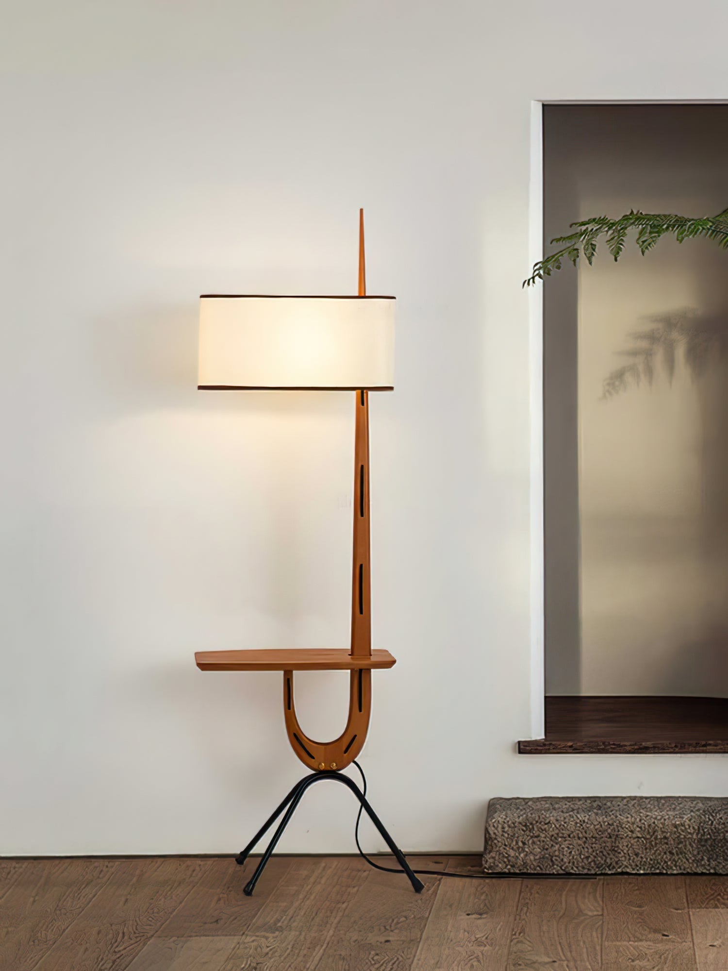 Vemara Mid Century Wood Floor Lamp-Neutral Decor