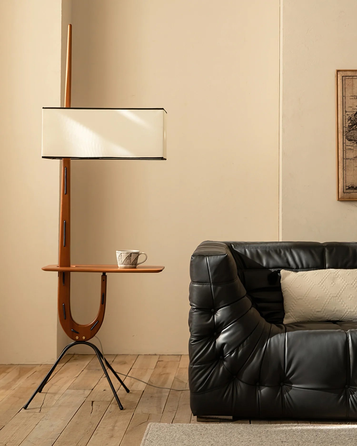 Vemara Mid Century Wood Floor Lamp-Neutral Decor