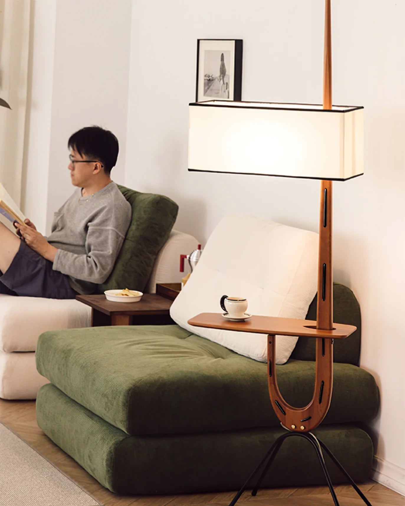 Vemara Mid Century Wood Floor Lamp-Neutral Decor