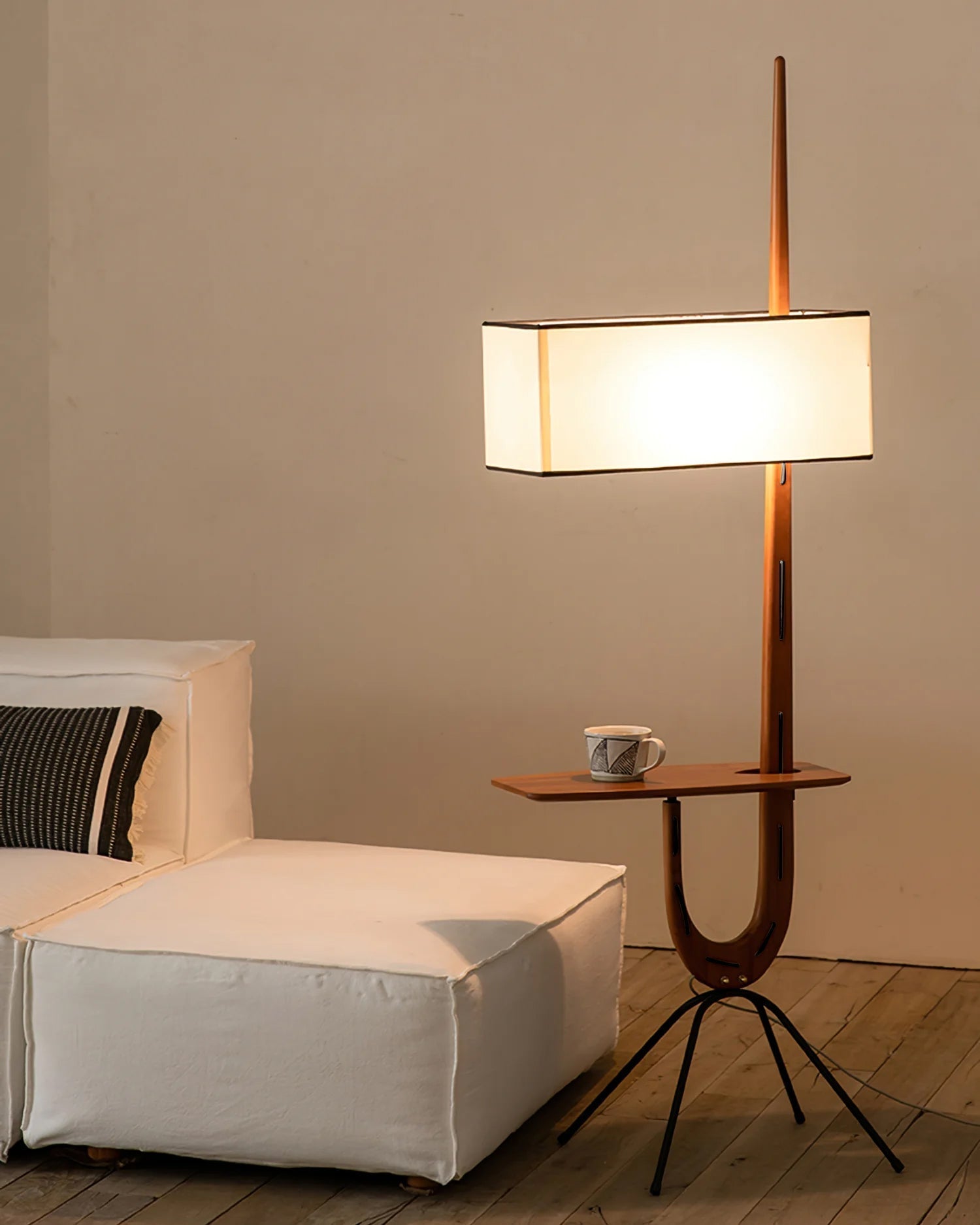 Vemara Mid Century Wood Floor Lamp-Neutral Decor