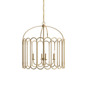 Argente Chandelier with a geometric brass frame against a plain background.