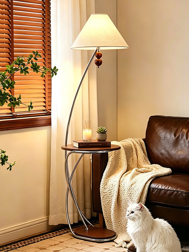 Aria Curved Shelf Floor Lamp-Neutral Decor