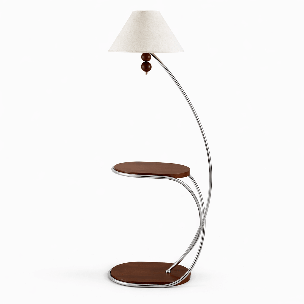 Aria Curved Shelf Floor Lamp-Neutral Decor