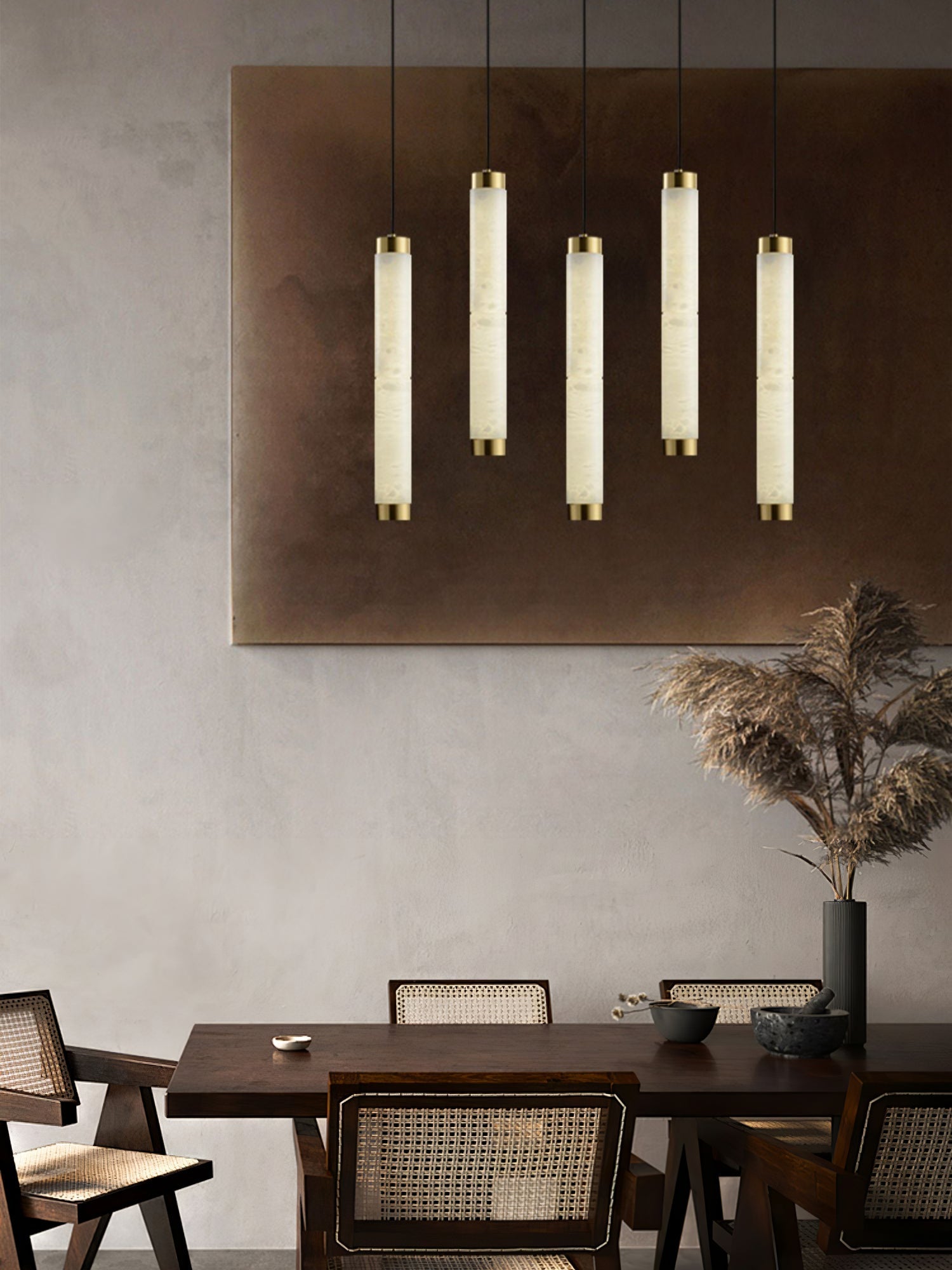 Lira Cylindrical Alabaster Pendant Light-Neutral Decor