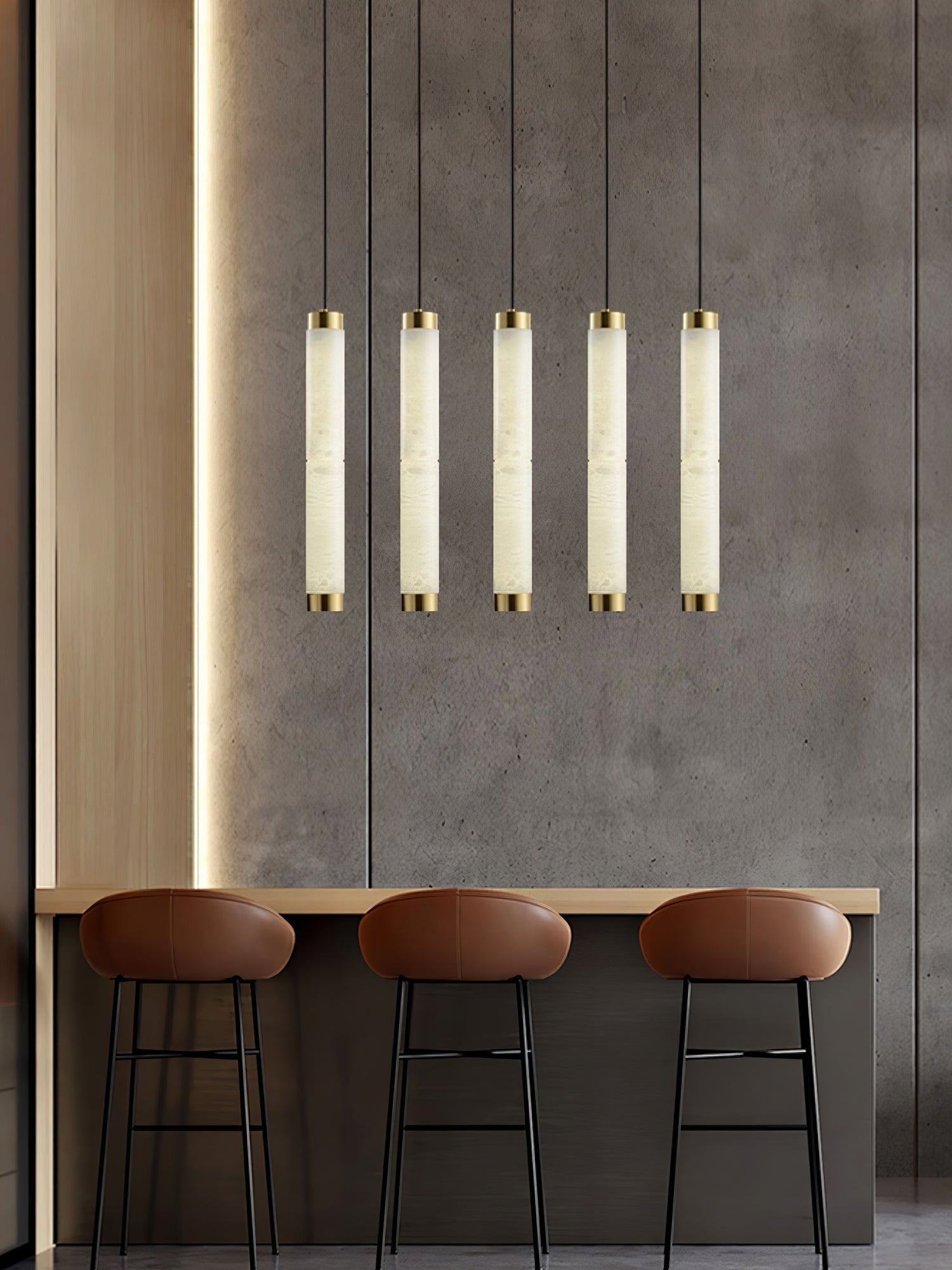 Lira Cylindrical Alabaster Pendant Light-Neutral Decor