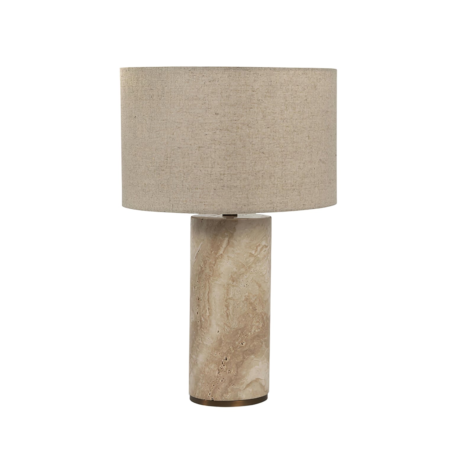 Vonoryra Cylindrical Travertine Table Lamp-Neutral Decor