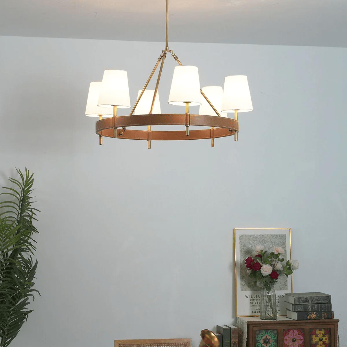 Arianna Leather Chandelier-Neutral Decor