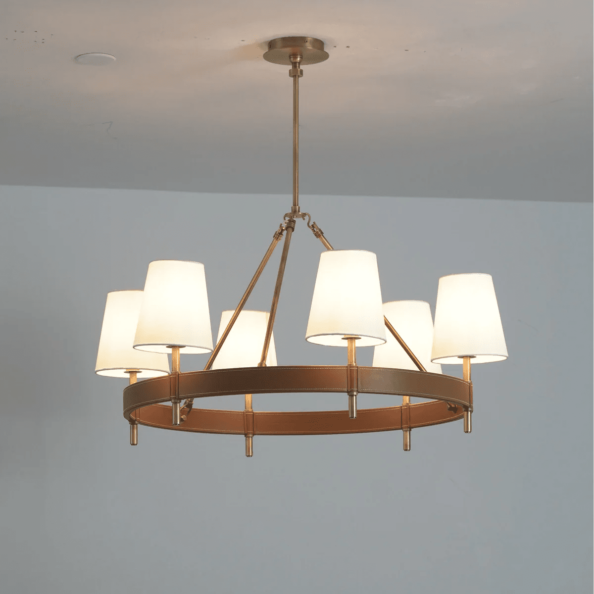 Arianna Leather Chandelier-Neutral Decor