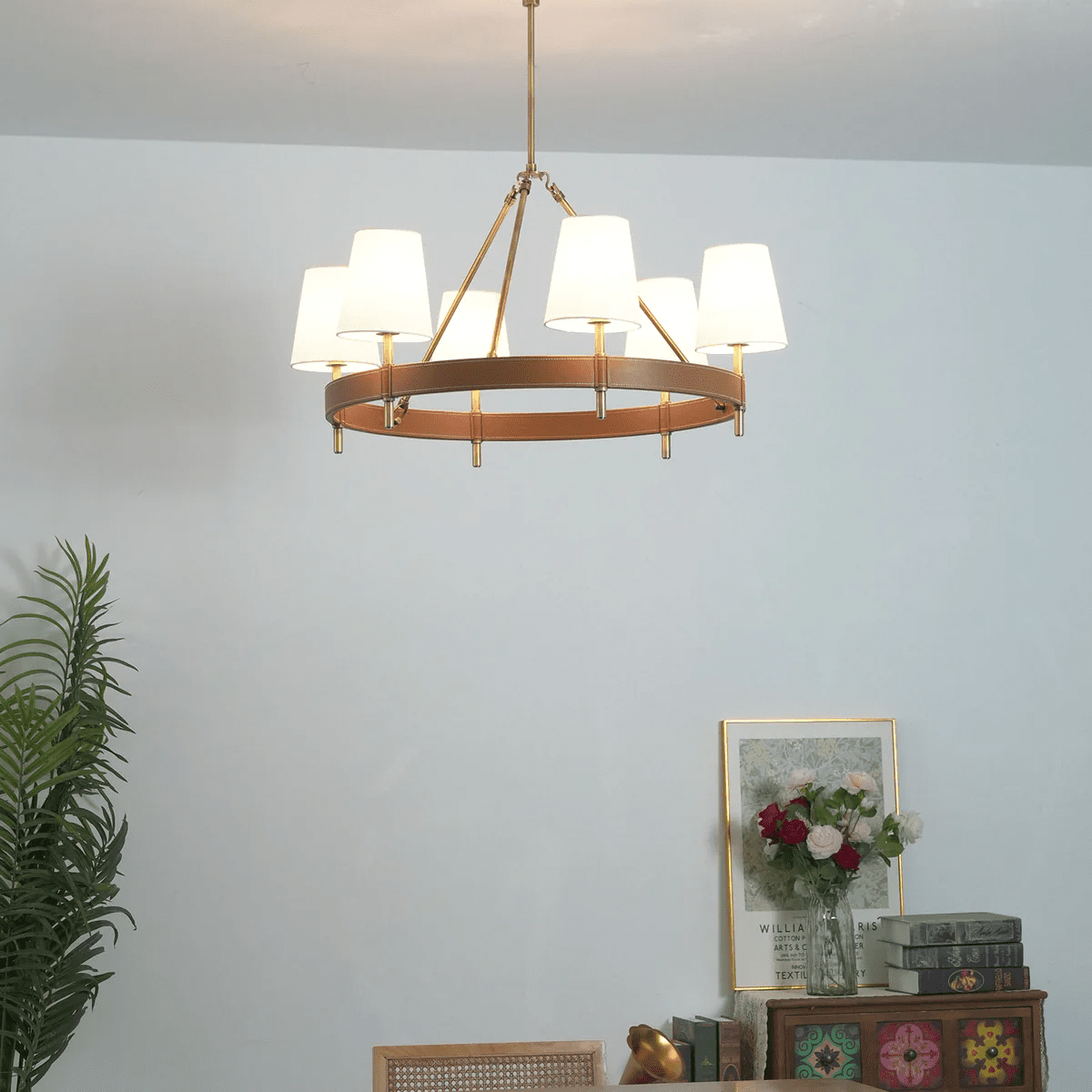Arianna Leather Chandelier-Neutral Decor