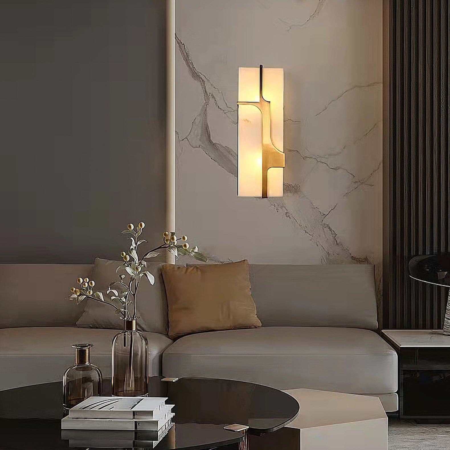Ariel Wall Lamp Alabaster & Brass Elegance