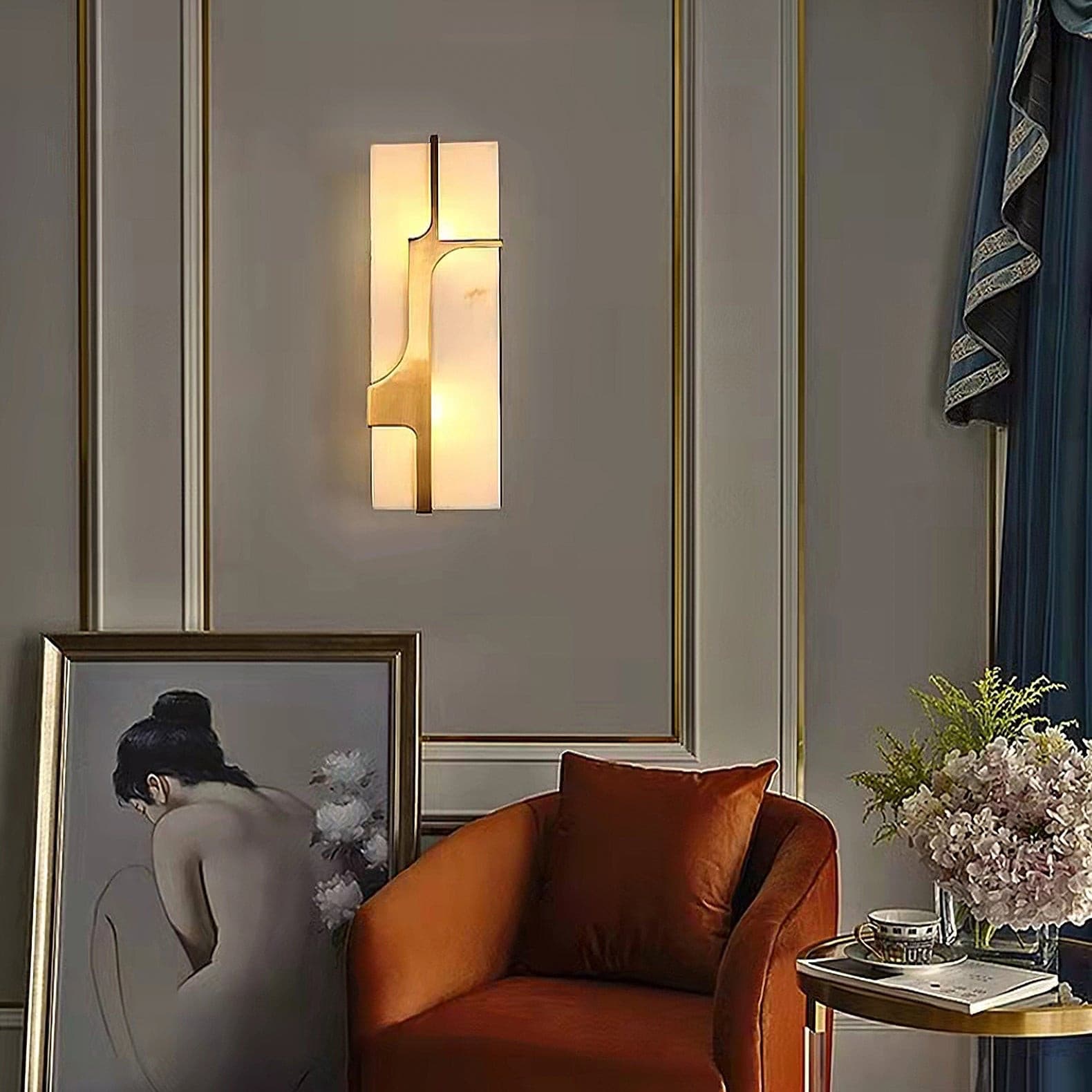 Ariel Wall Lamp Alabaster & Brass Elegance