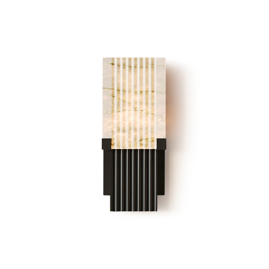 Ariel Alabaster Wall Lamp in a modern living room.