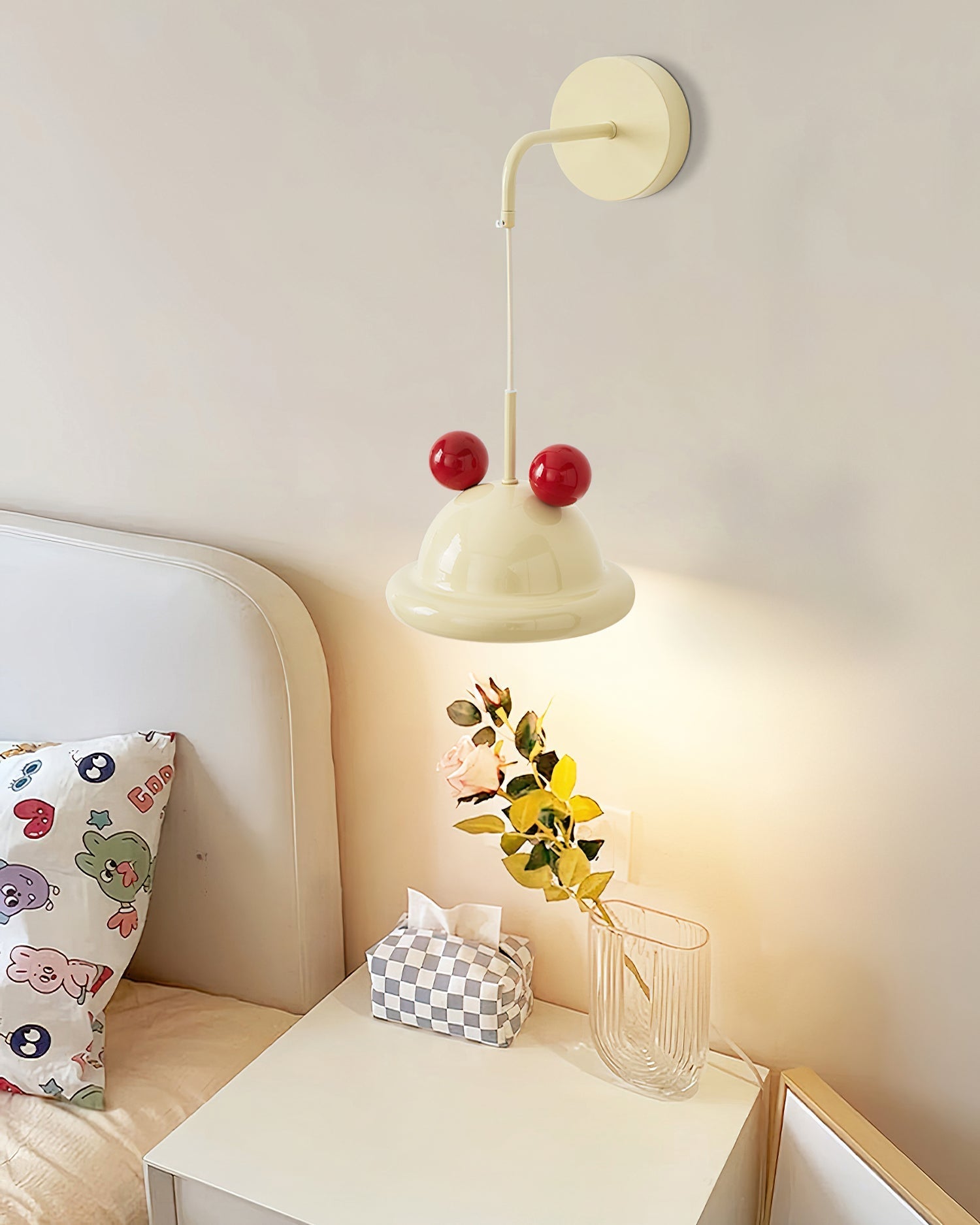 Aries Wall Lamp shown mounted in a modern living room setting.
