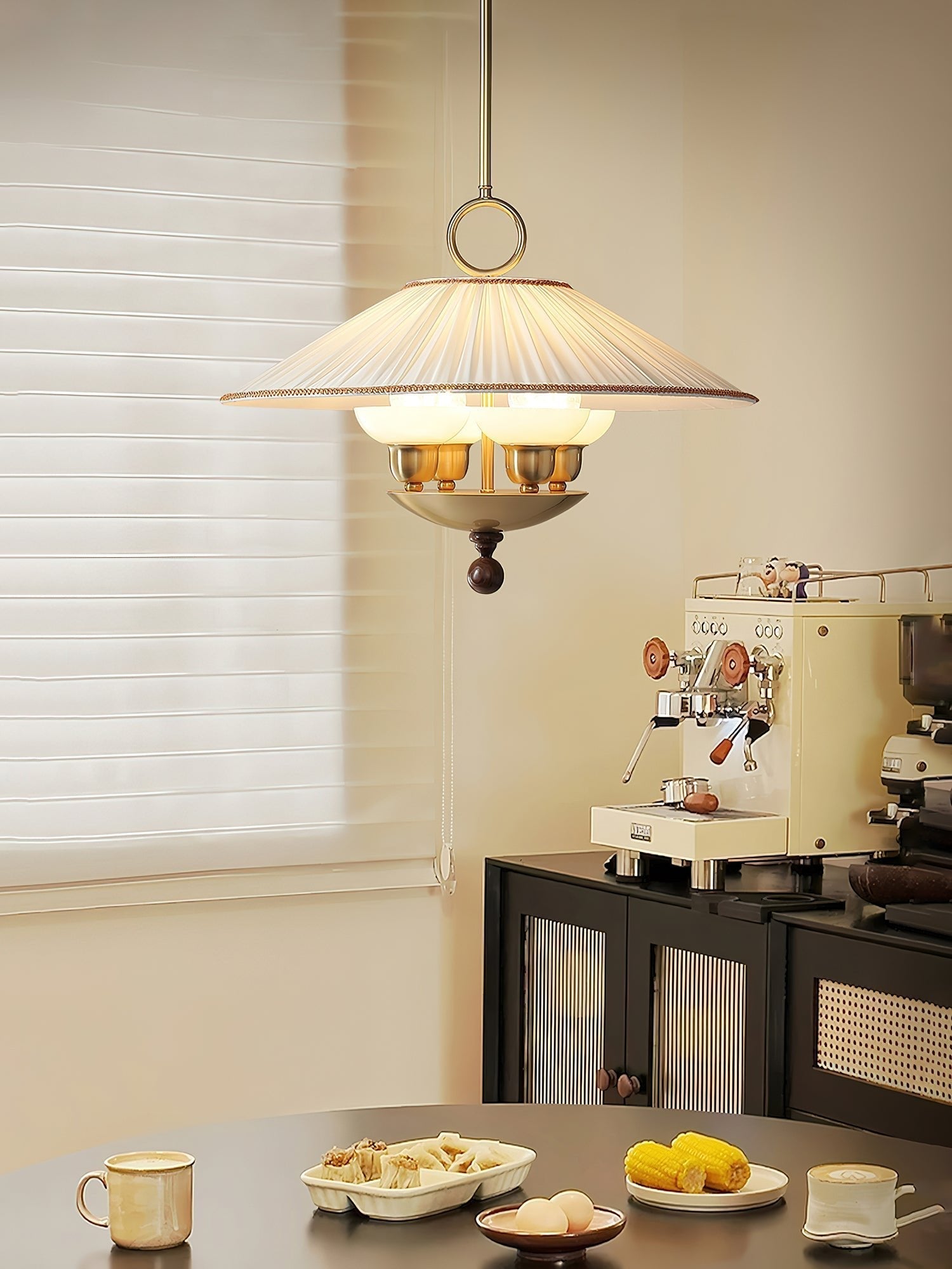 Umbera Pleated Shade Pendant Light-Neutral Decor