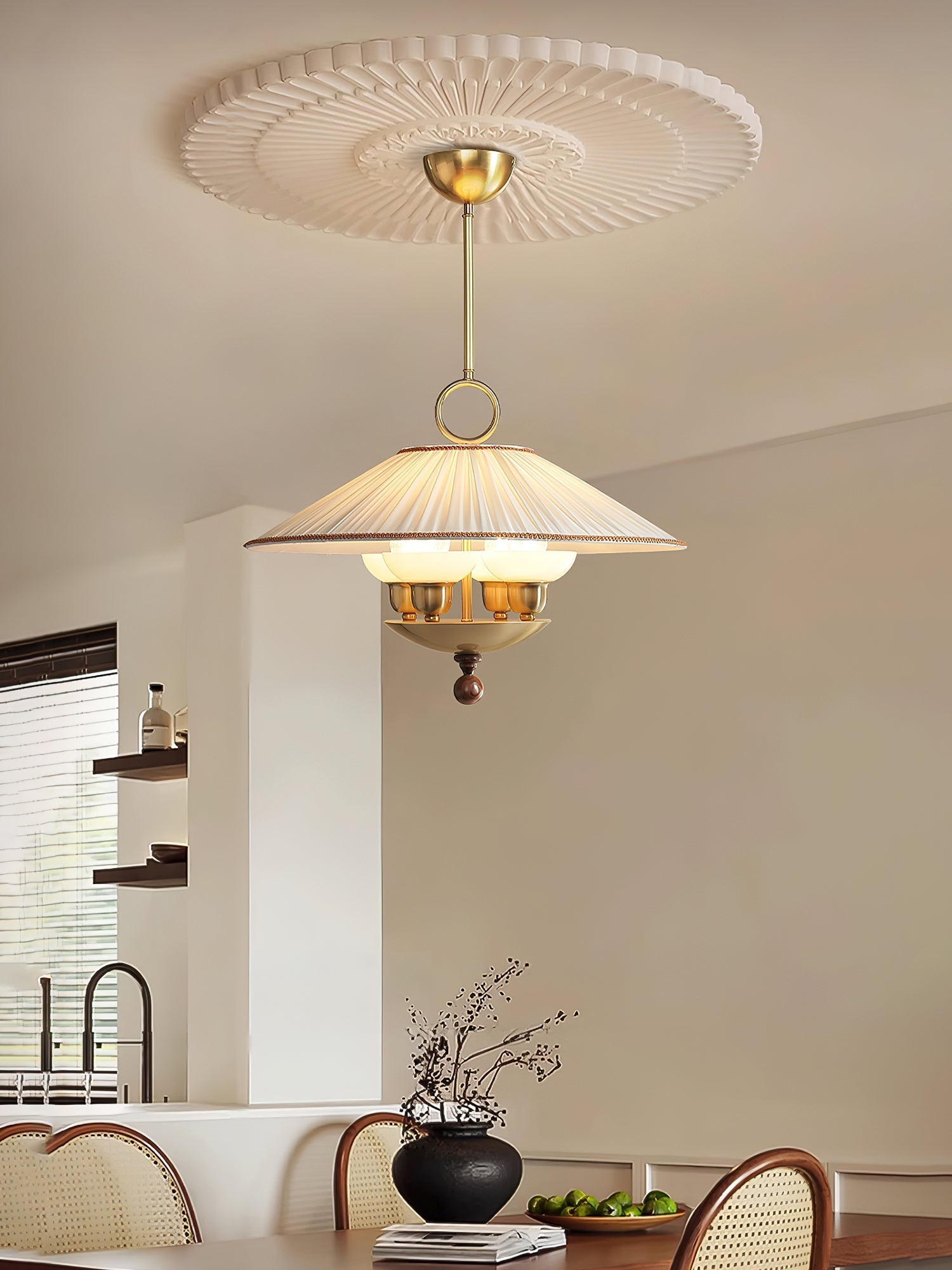 Umbera Pleated Shade Pendant Light-Neutral Decor