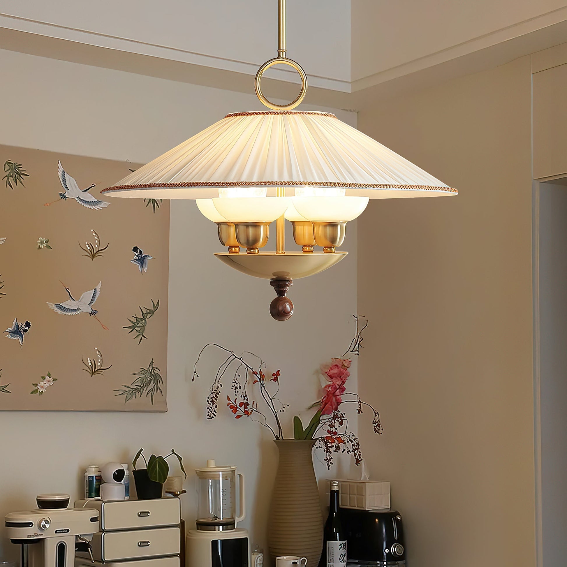 Umbera Pleated Shade Pendant Light-Neutral Decor