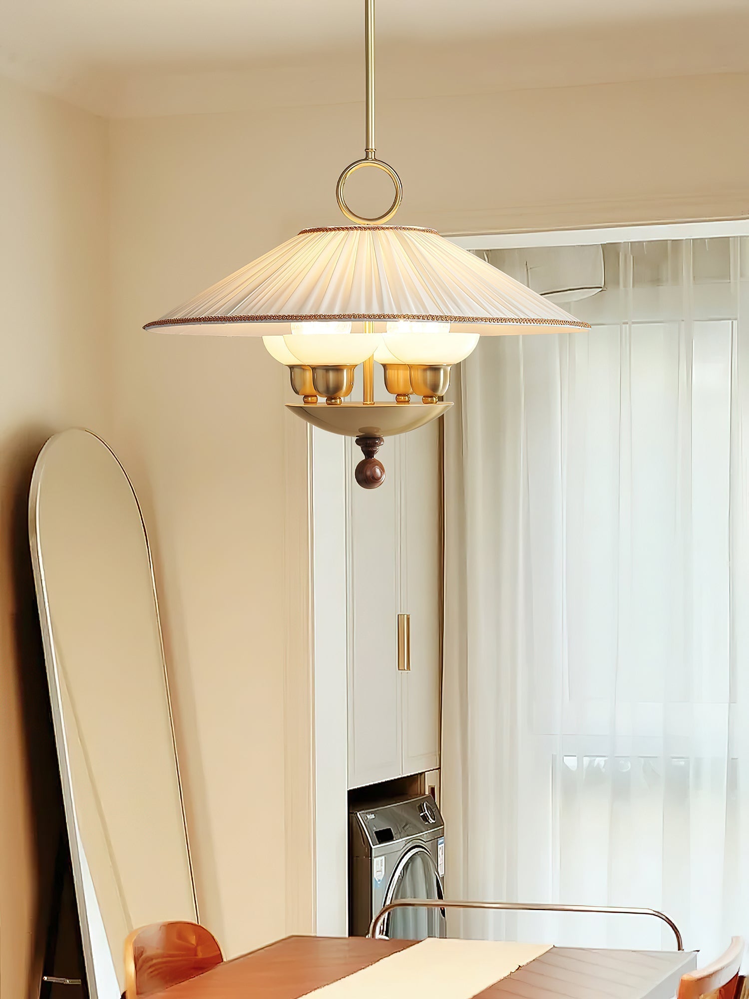 Umbera Pleated Shade Pendant Light-Neutral Decor