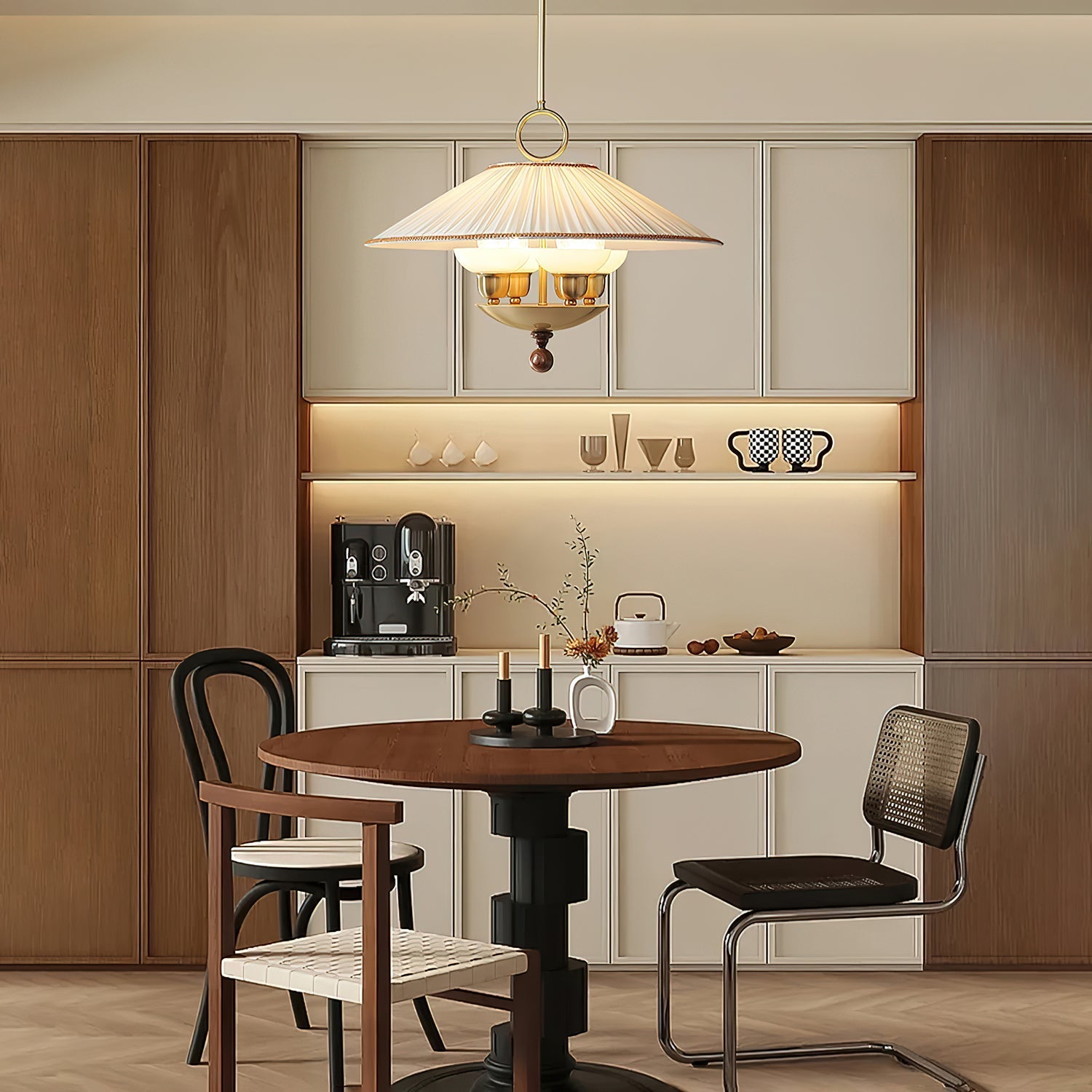 Umbera Pleated Shade Pendant Light-Neutral Decor