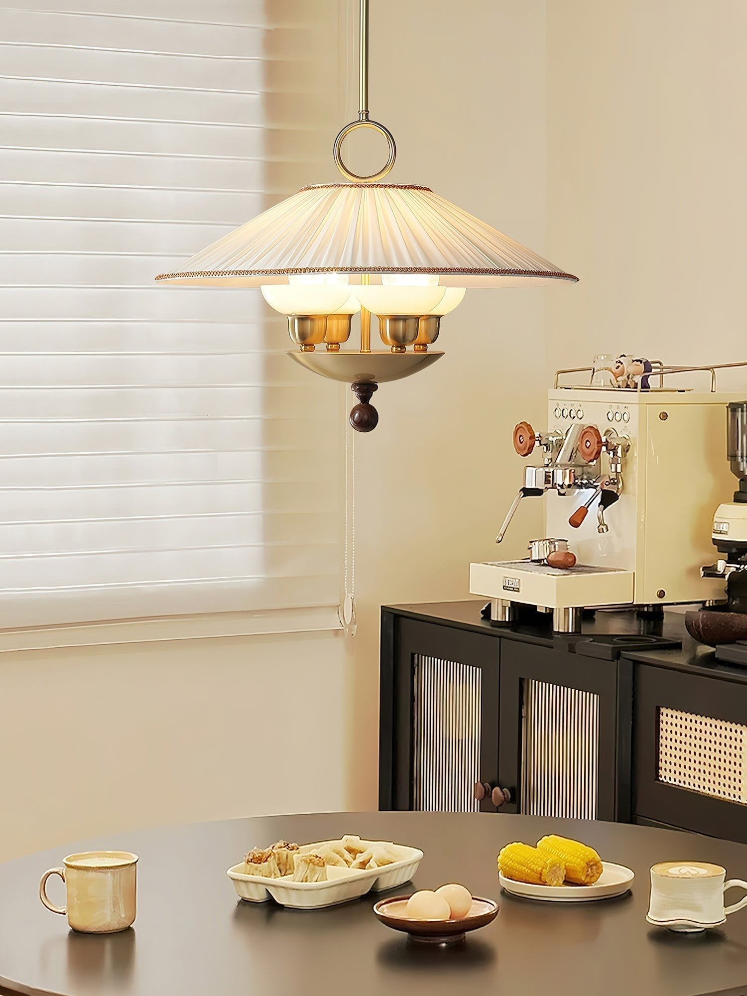 Umbera Pleated Shade Pendant Light-Neutral Decor