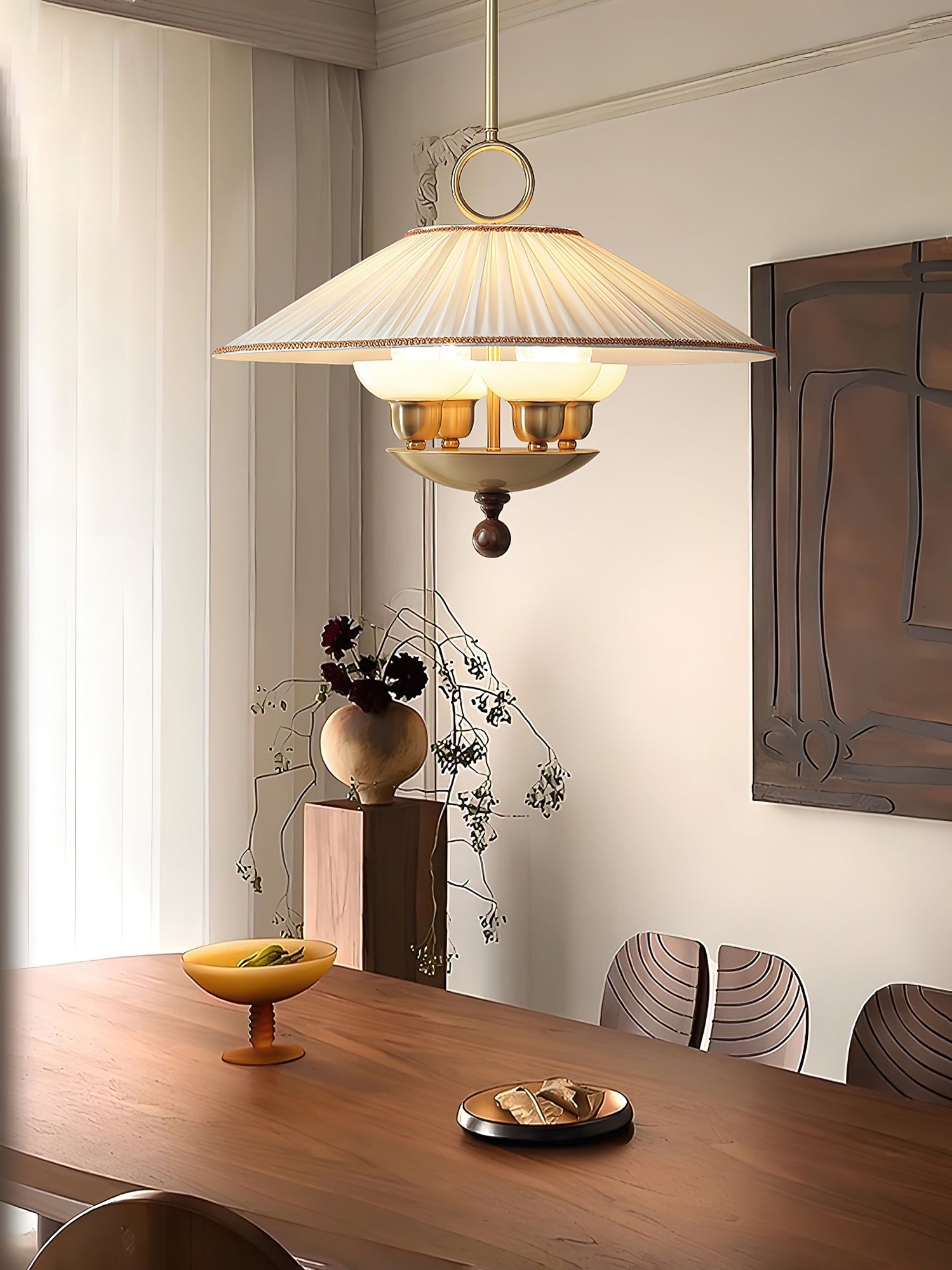 Umbera Pleated Shade Pendant Light-Neutral Decor