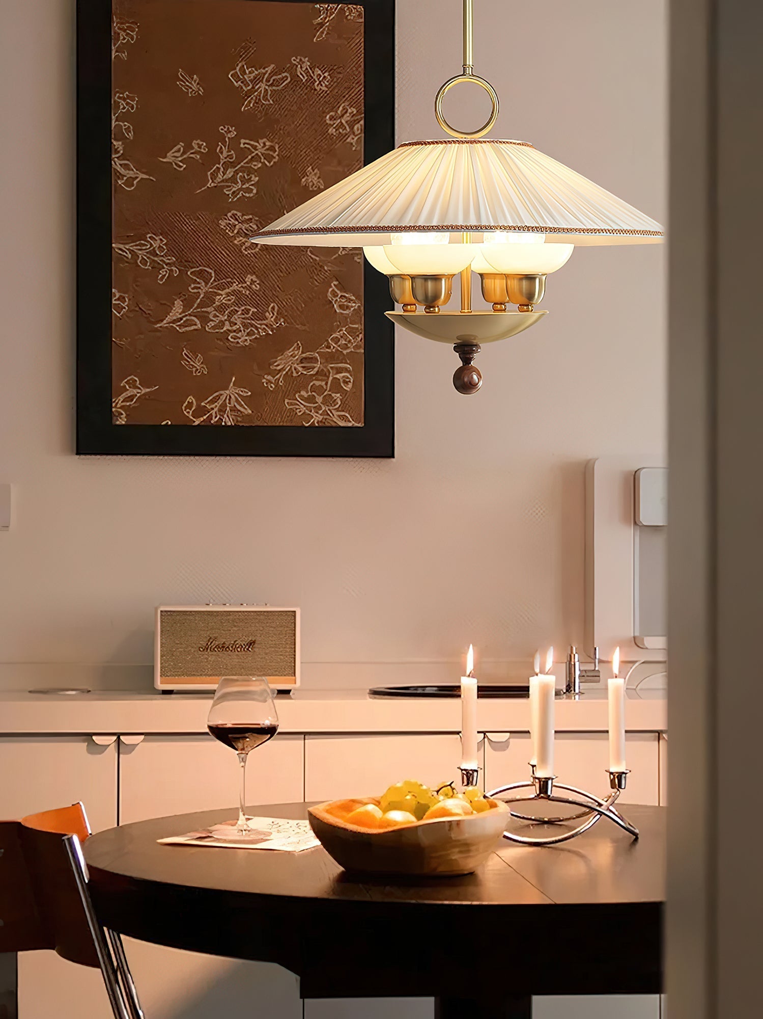 Umbera Pleated Shade Pendant Light-Neutral Decor