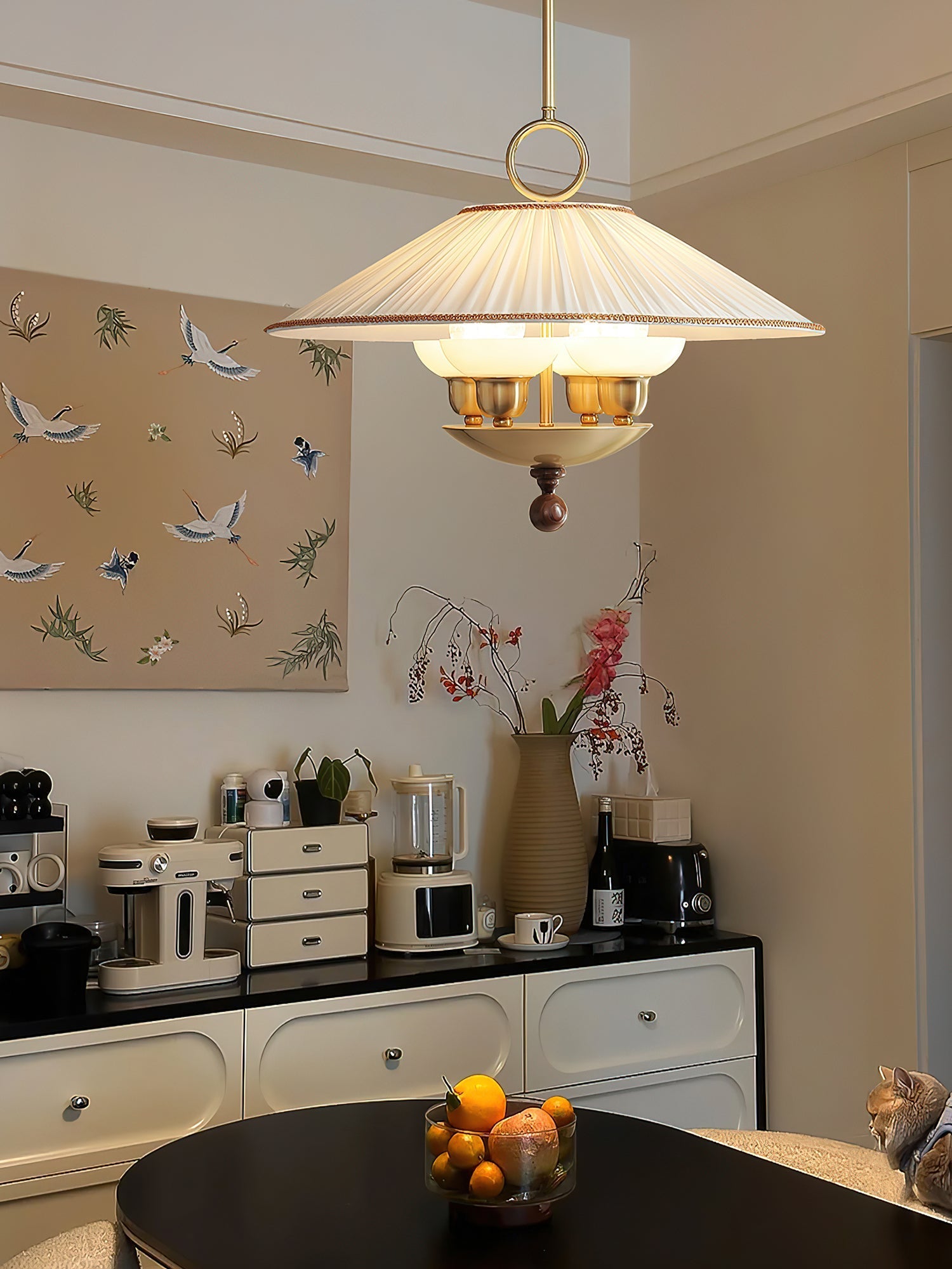 Umbera Pleated Shade Pendant Light-Neutral Decor