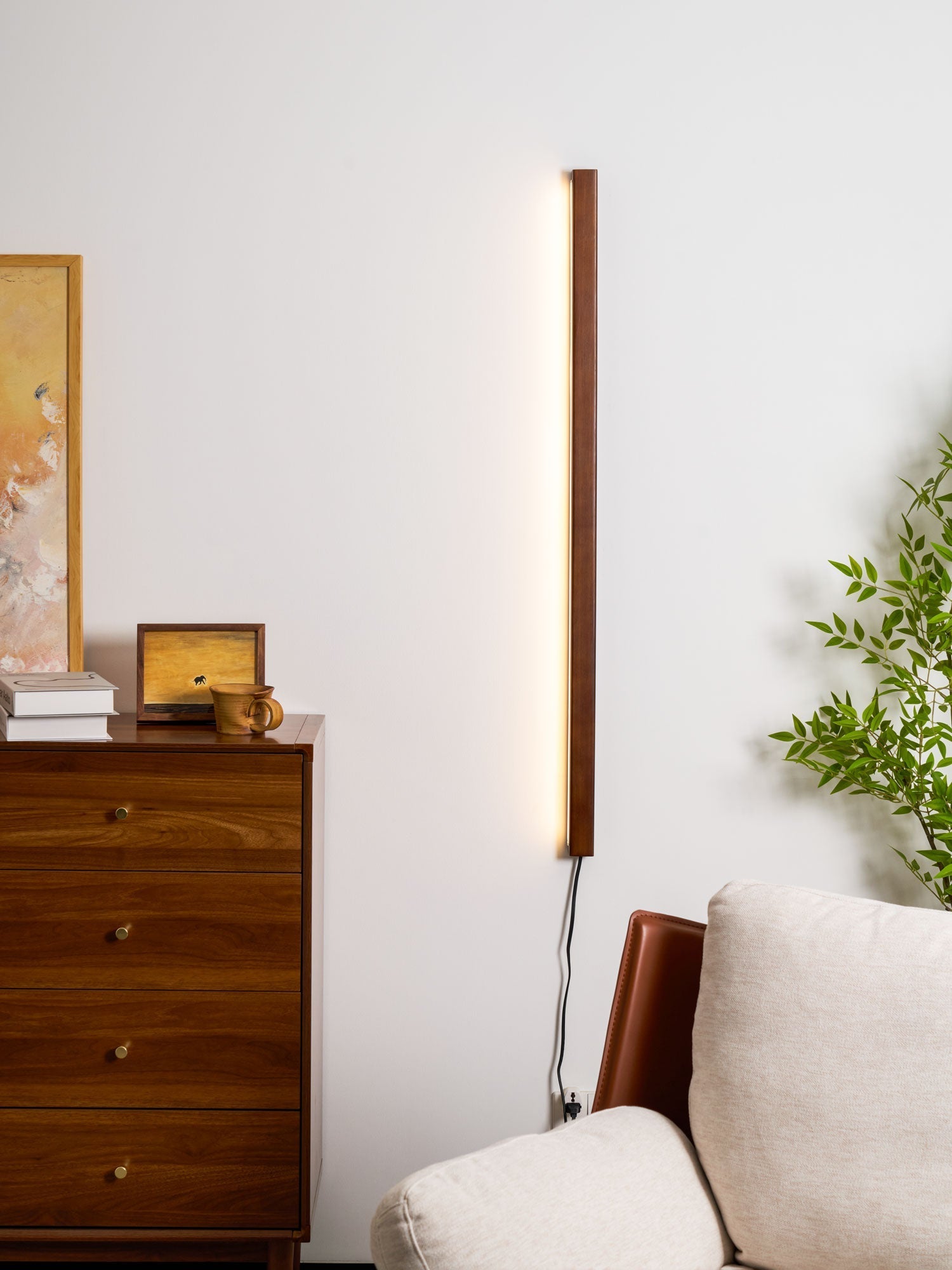 Bryf Wall Lamp Linear Wood Plug In-Neutral Decor