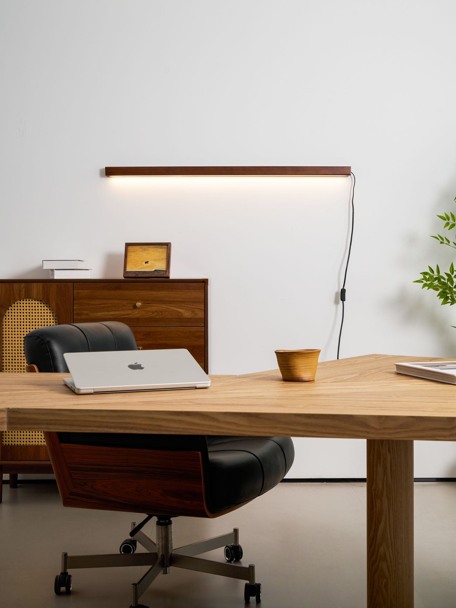Bryf Wall Lamp Linear Wood Plug In-Neutral Decor