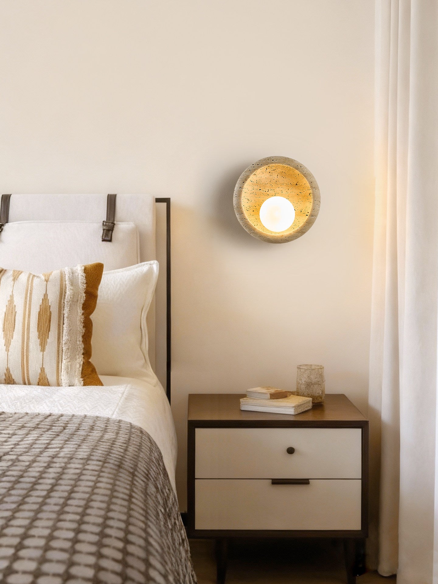 Arlo Travertine Wall Light-Neutral Decor