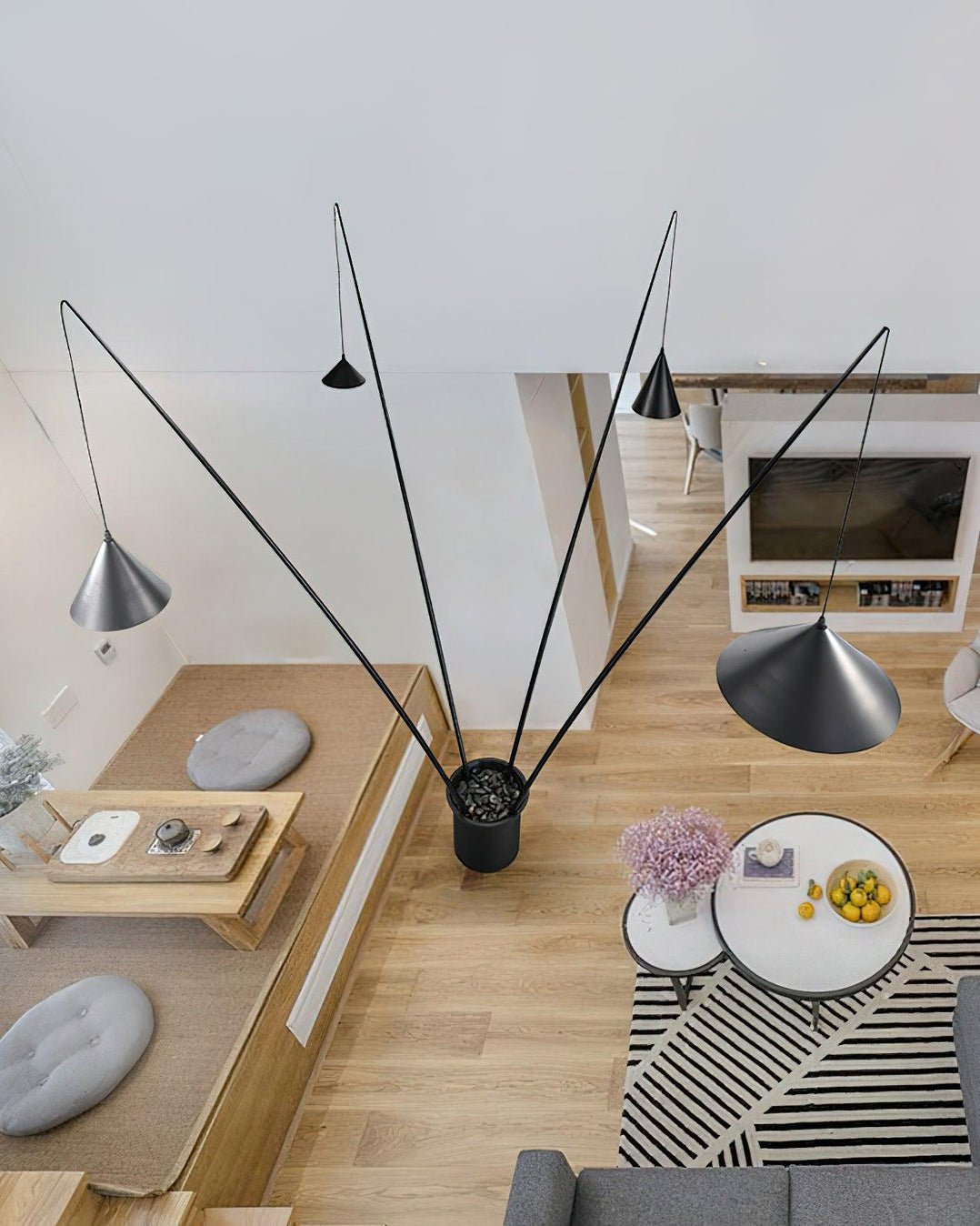 Canorara Multi-Arm Black Floor Lamp-Neutral Decor