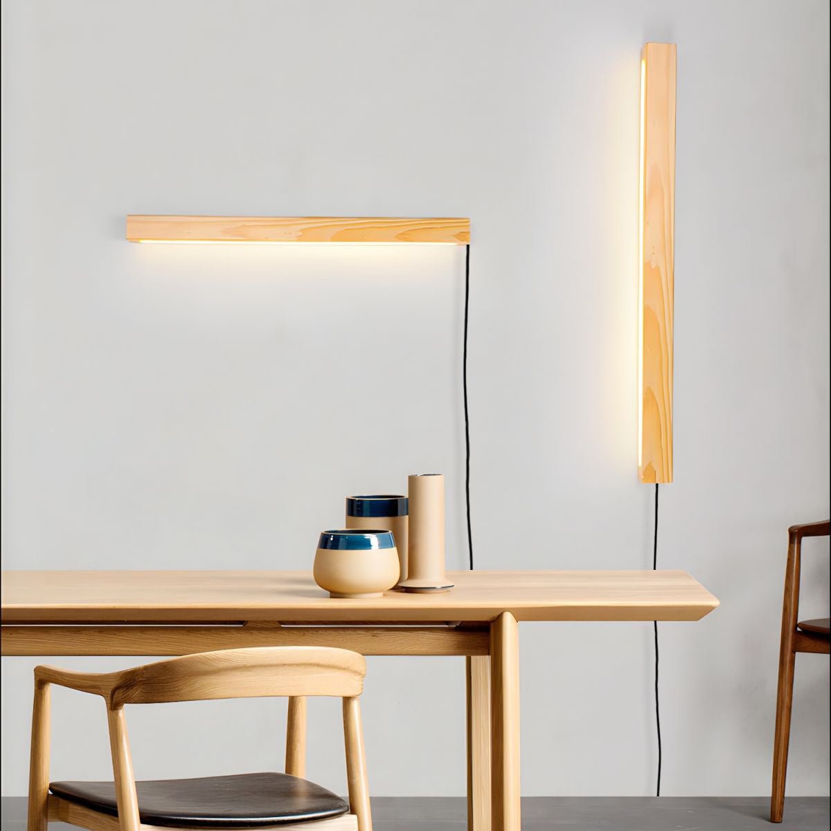 Bryf Wall Lamp Linear Wood Plug In-Neutral Decor