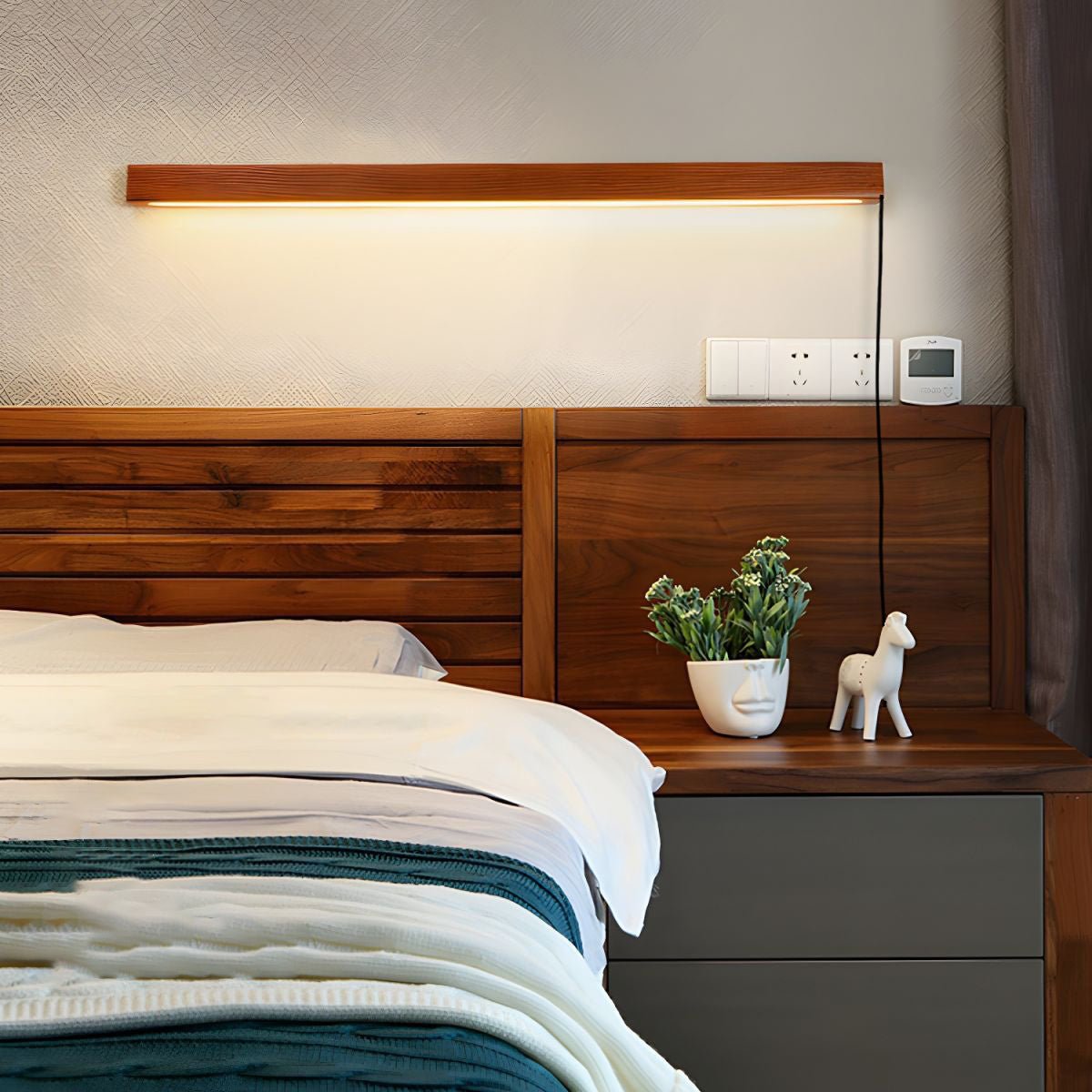 Bryf Wall Lamp Linear Wood Plug In-Neutral Decor