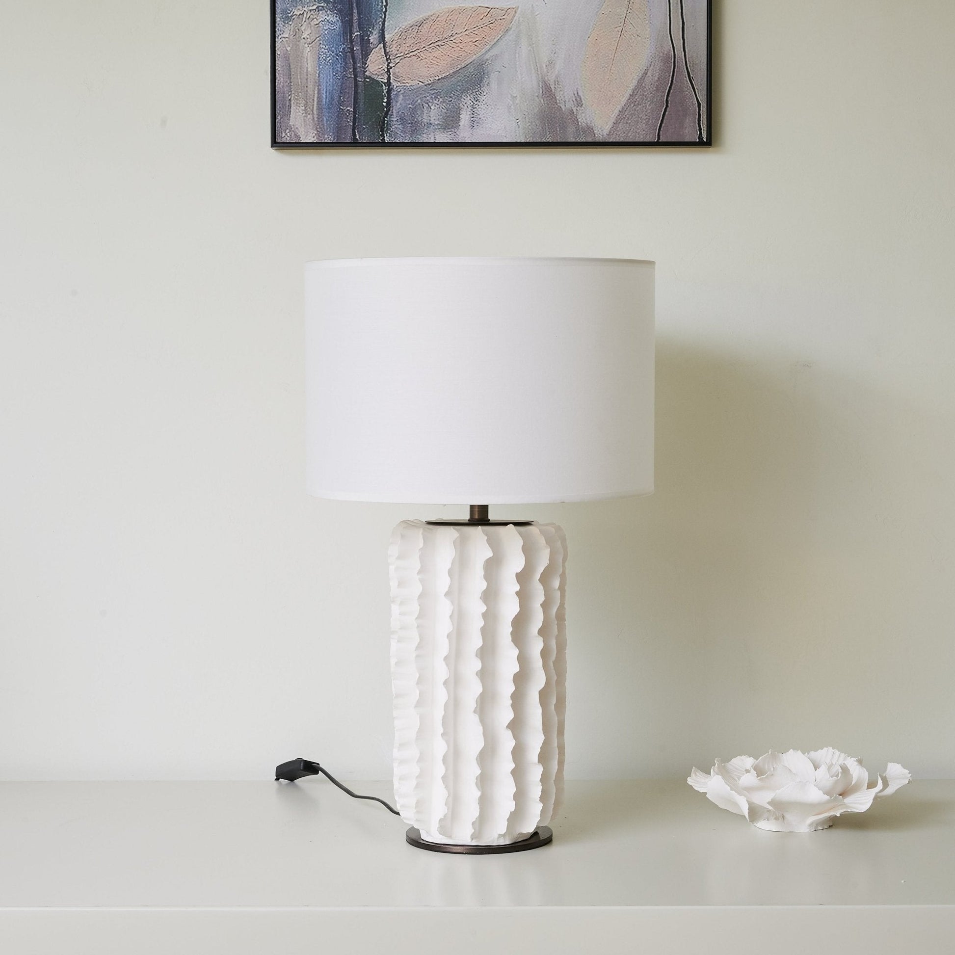 Evelyn Minimalist Ceramics Table Lamp-Neutral Decor