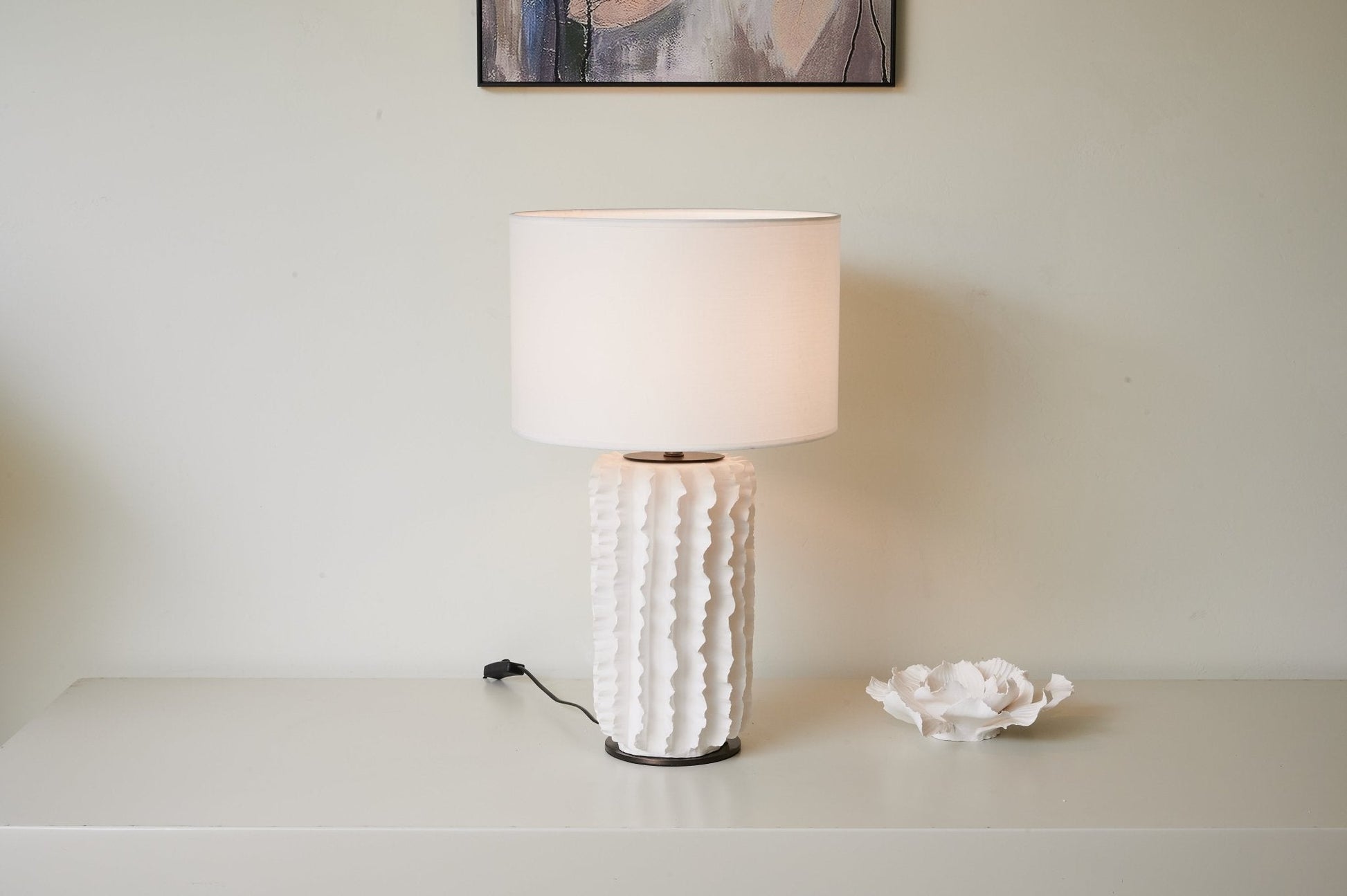 Evelyn Minimalist Ceramics Table Lamp-Neutral Decor